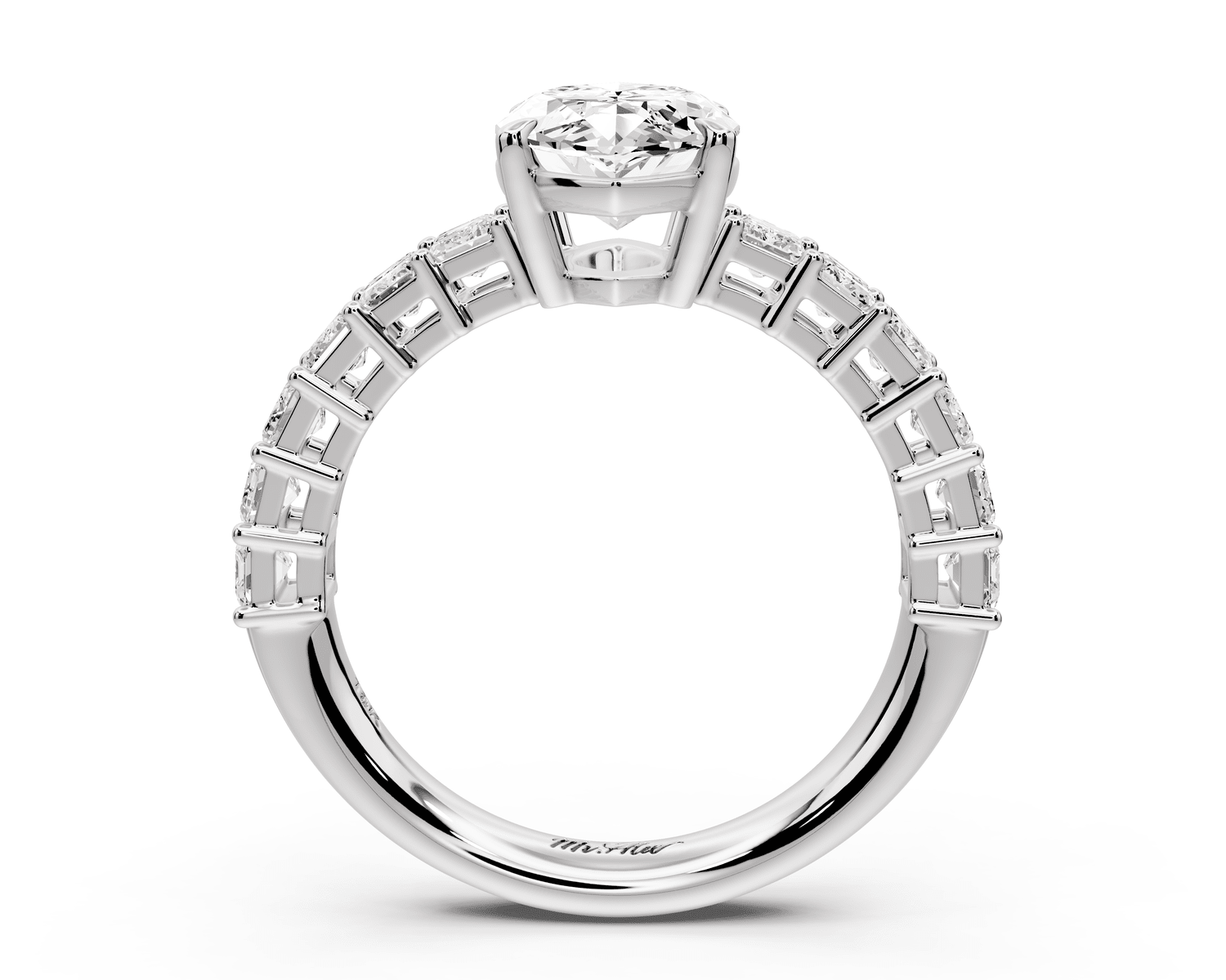 Violetta - 2ct 18k white gold marquise diamond with emerald cut accent stones engagement ring - Mr. Alex Jewelry