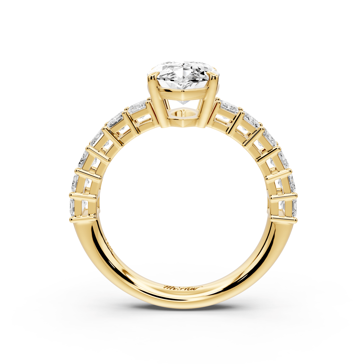 Violetta - 2ct 18k yellow gold marquise diamond with emerald cut accent stones engagement ring - Mr. Alex Jewelry