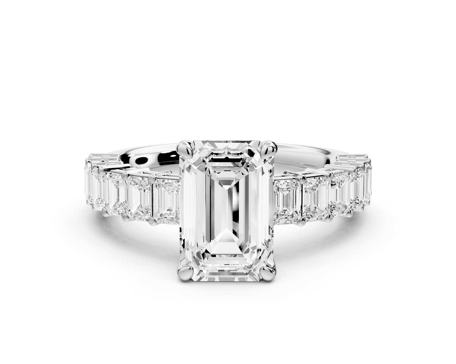 Violetta - 2ct platinum emerald diamond with emerald cut accent stones engagament ring - Mr. Alex Jewelry
