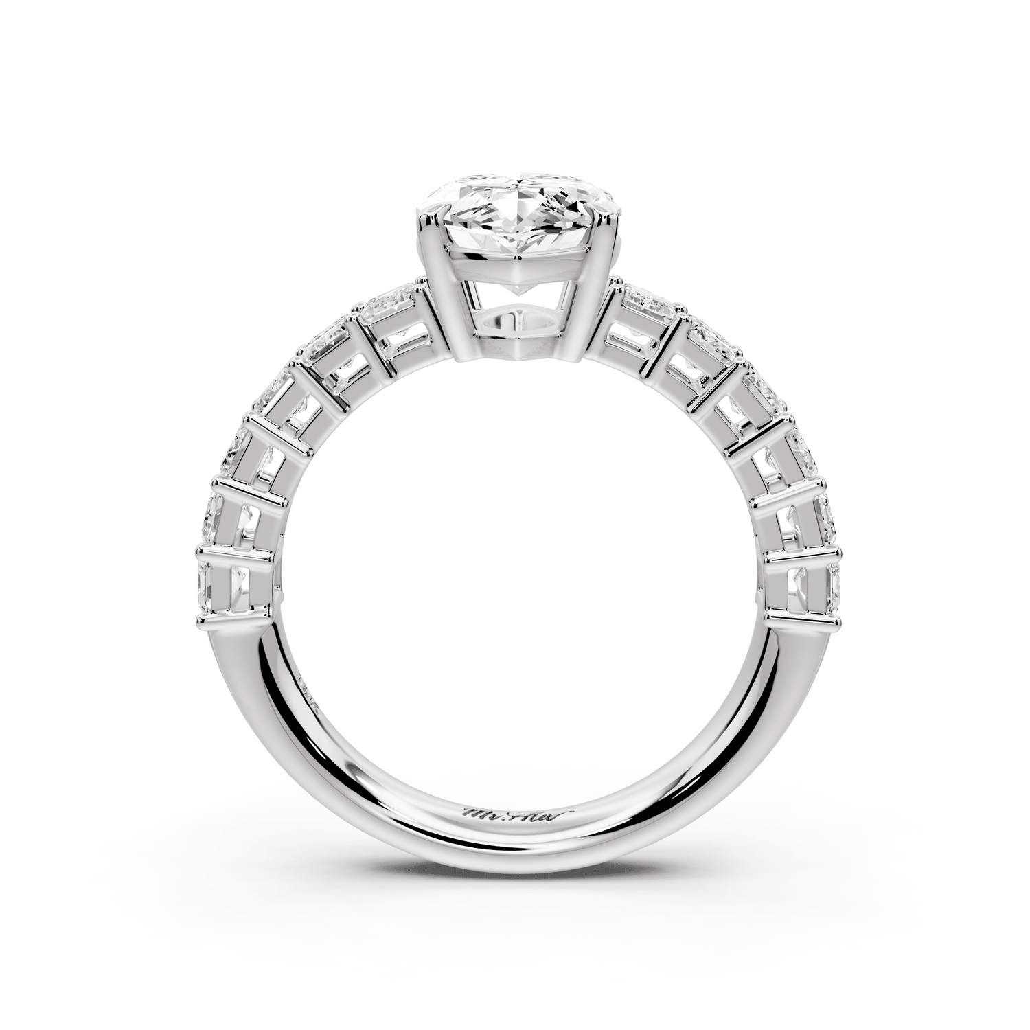 Violetta - 2ct platinum marquise diamond with emerald cut accent stones engagement ring - Mr. Alex Jewelry