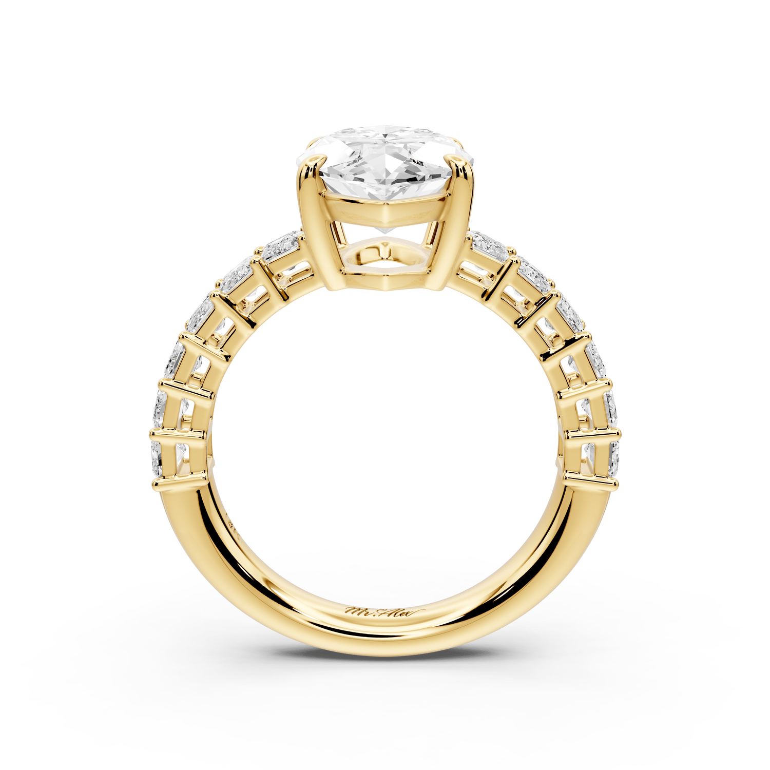 Violetta - 3ct 14k yellow gold marquise diamond with emerald cut accent stones engagement ring - Mr. Alex Jewelry