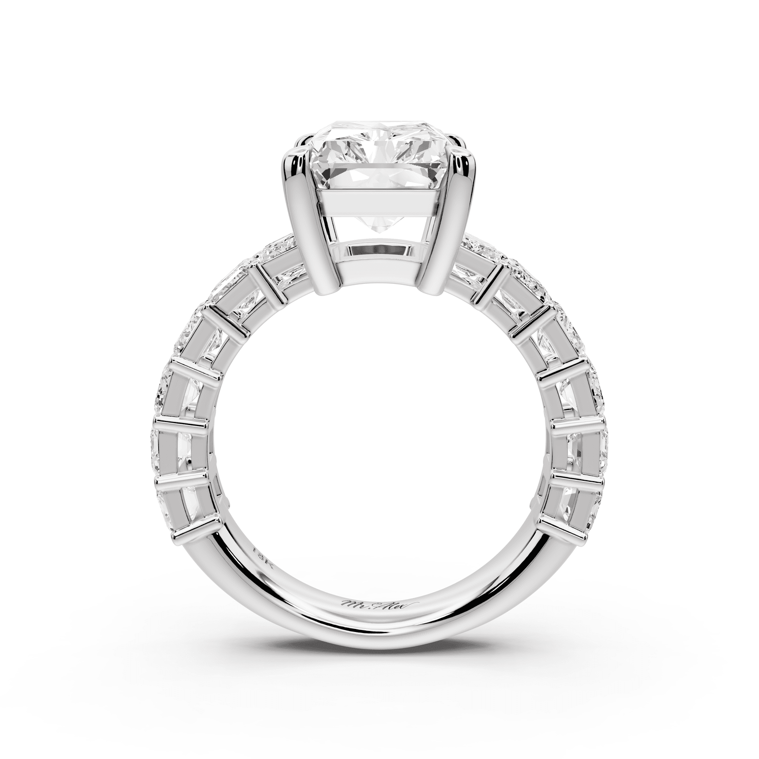 Violetta - 4ct 14k white gold radiant diamond with emerald cut accent stones engagement ring - Mr. Alex Jewelry