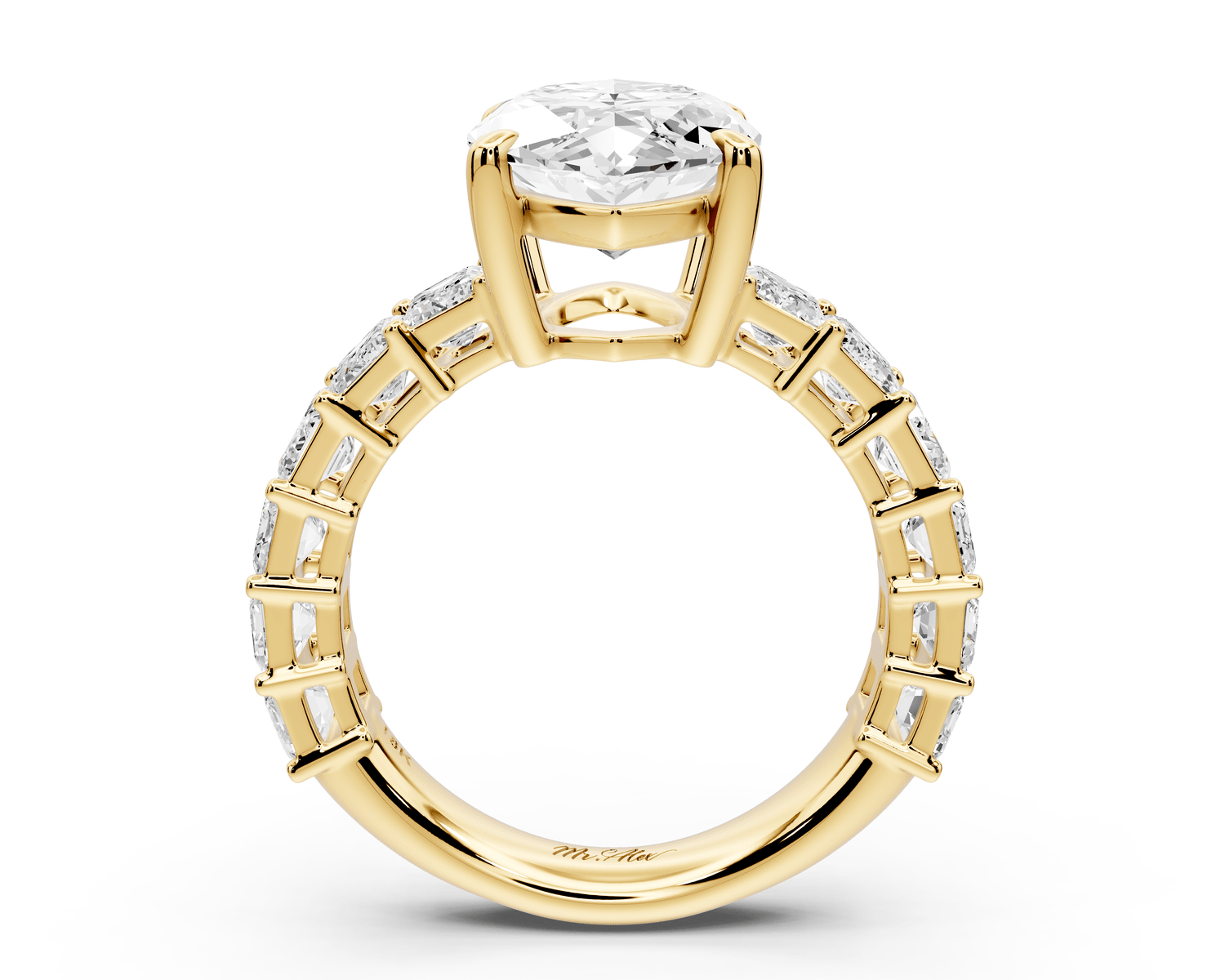 Violetta - 4ct 14k yellow gold marquise diamond with emerald cut accent stones engagement ring - Mr. Alex Jewelry