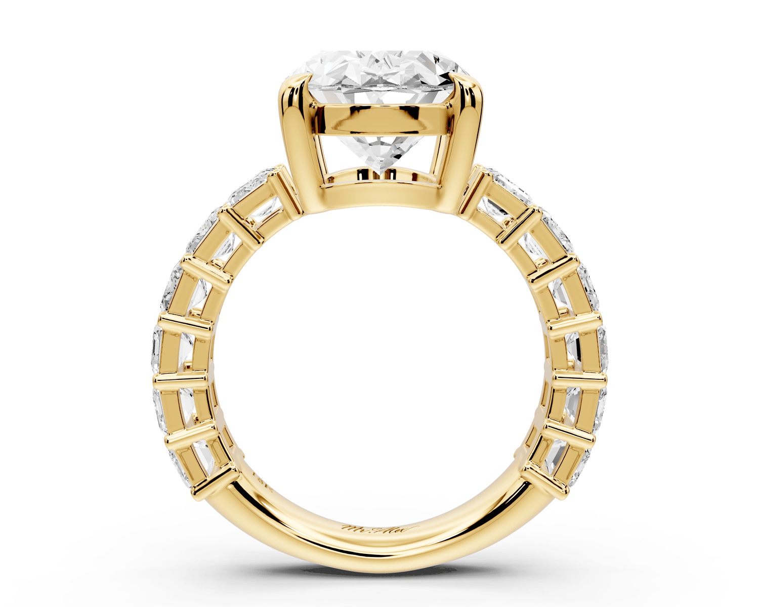 Violetta - 4ct 14k yellow gold oval diamond with emerald cut accent stones engagament ring - Mr. Alex Jewelry