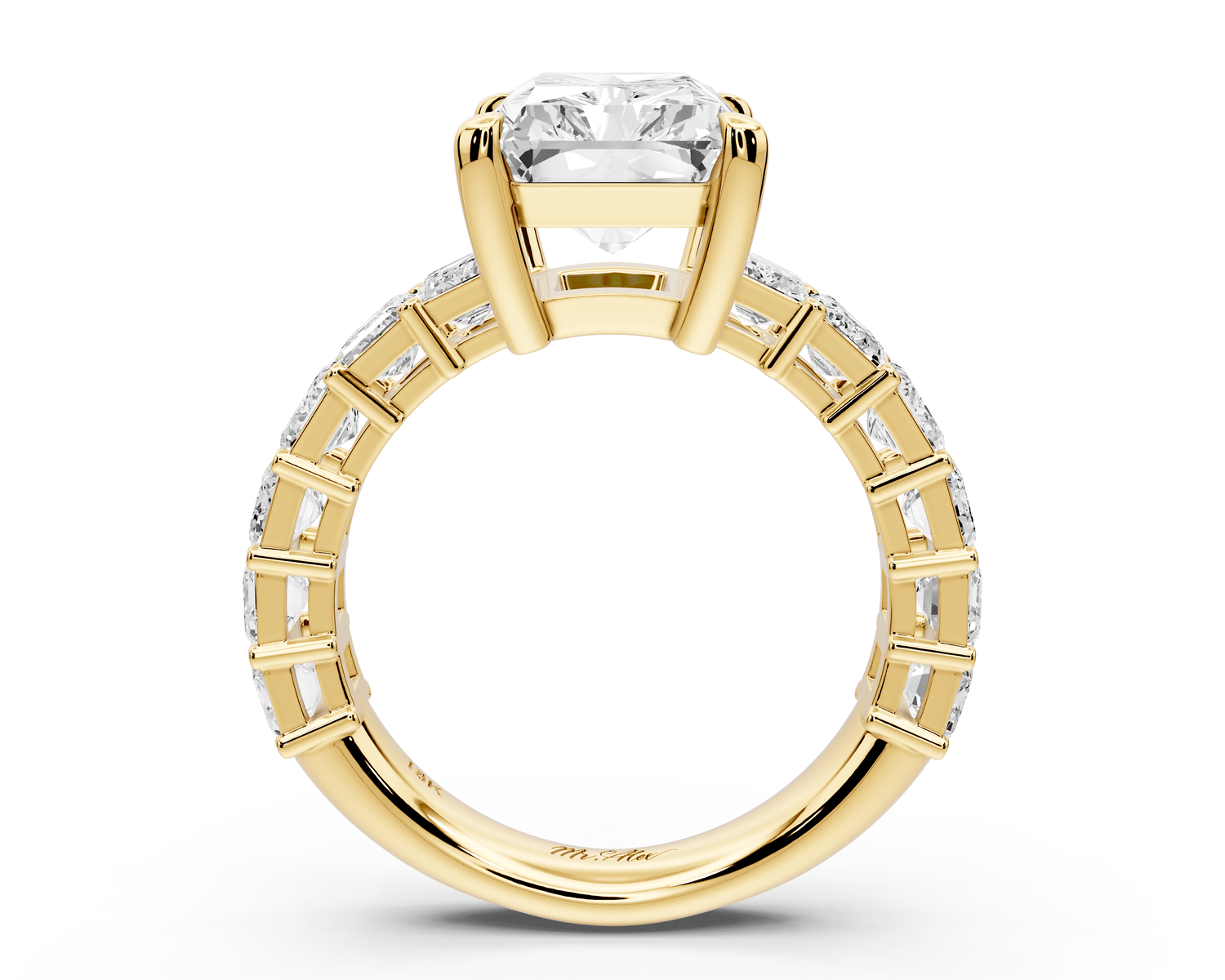 Violetta - 4ct 14k yellow gold radiant diamond with emerald cut accent stones engagement ring - Mr. Alex Jewelry