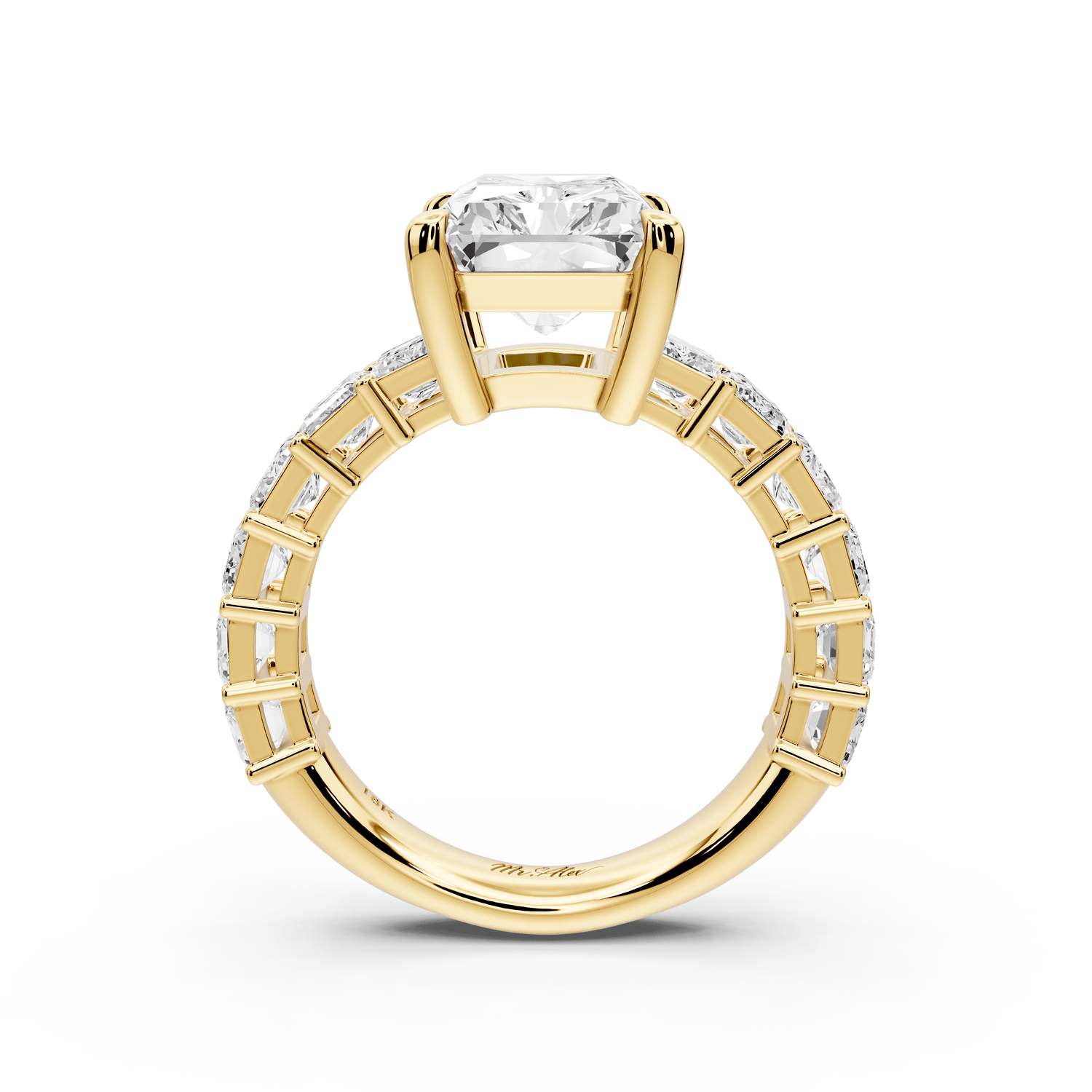 Violetta - 4ct 14k yellow gold radiant diamond with emerald cut accent stones engagement ring - Mr. Alex Jewelry