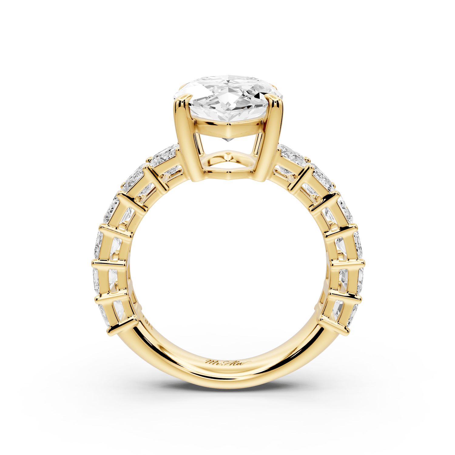 Violetta - 4ct 18k yellow gold marquise diamond with emerald cut accent stones engagement ring - Mr. Alex Jewelry