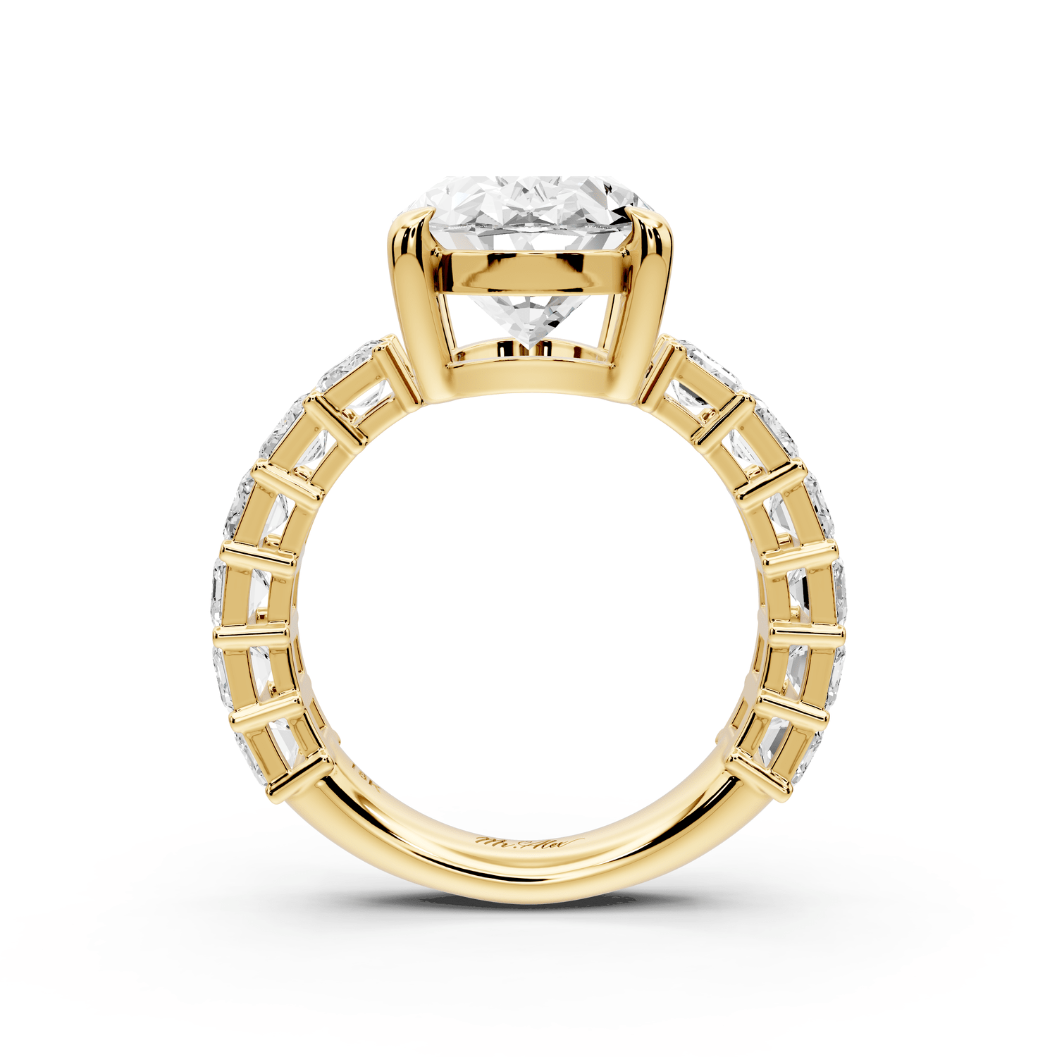 Violetta - 4ct 18k yellow gold oval diamond with emerald cut accent stones engagament ring - Mr. Alex Jewelry