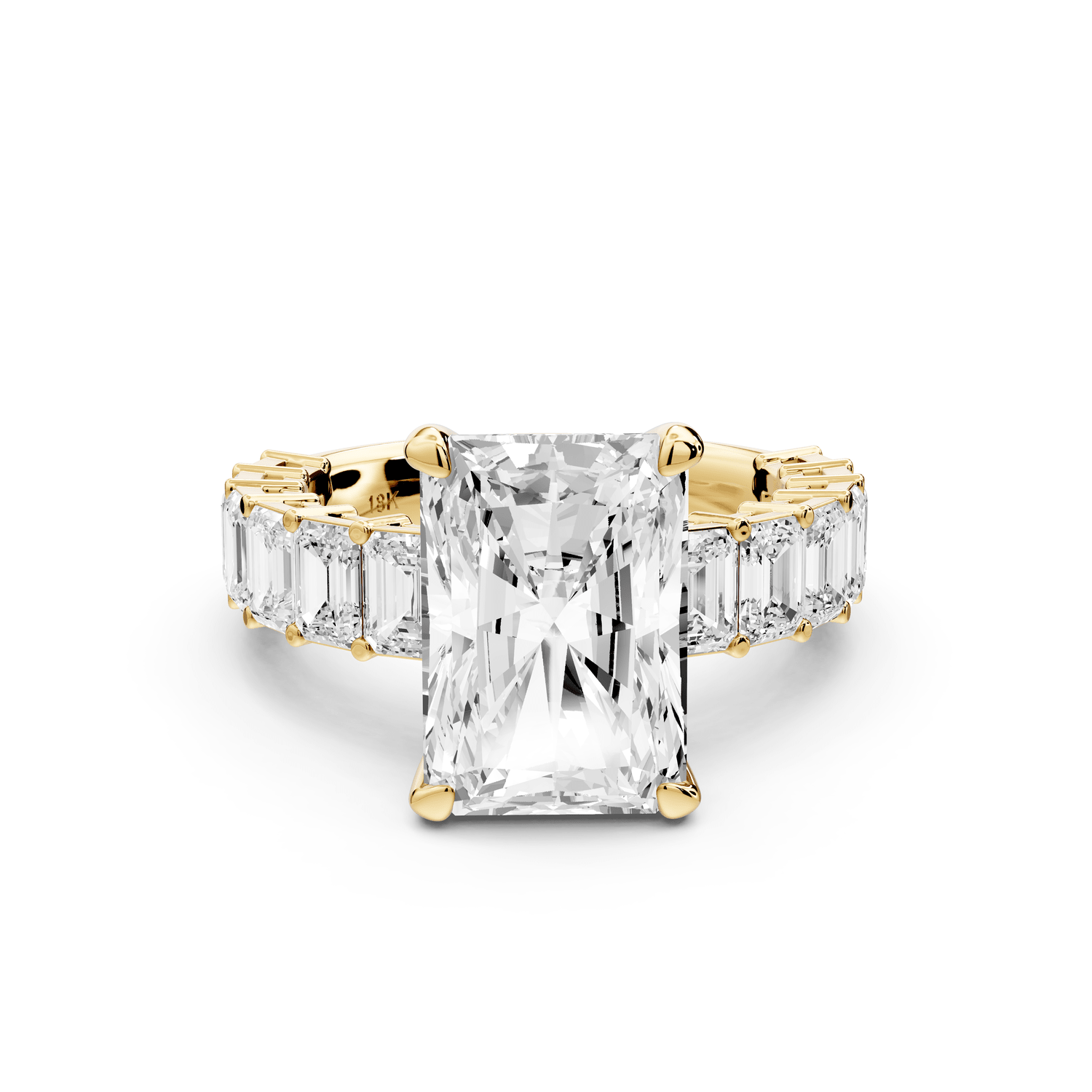Violetta - 4ct 18k yellow gold radiant diamond with emerald cut accent stones engagement ring - Mr. Alex Jewelry