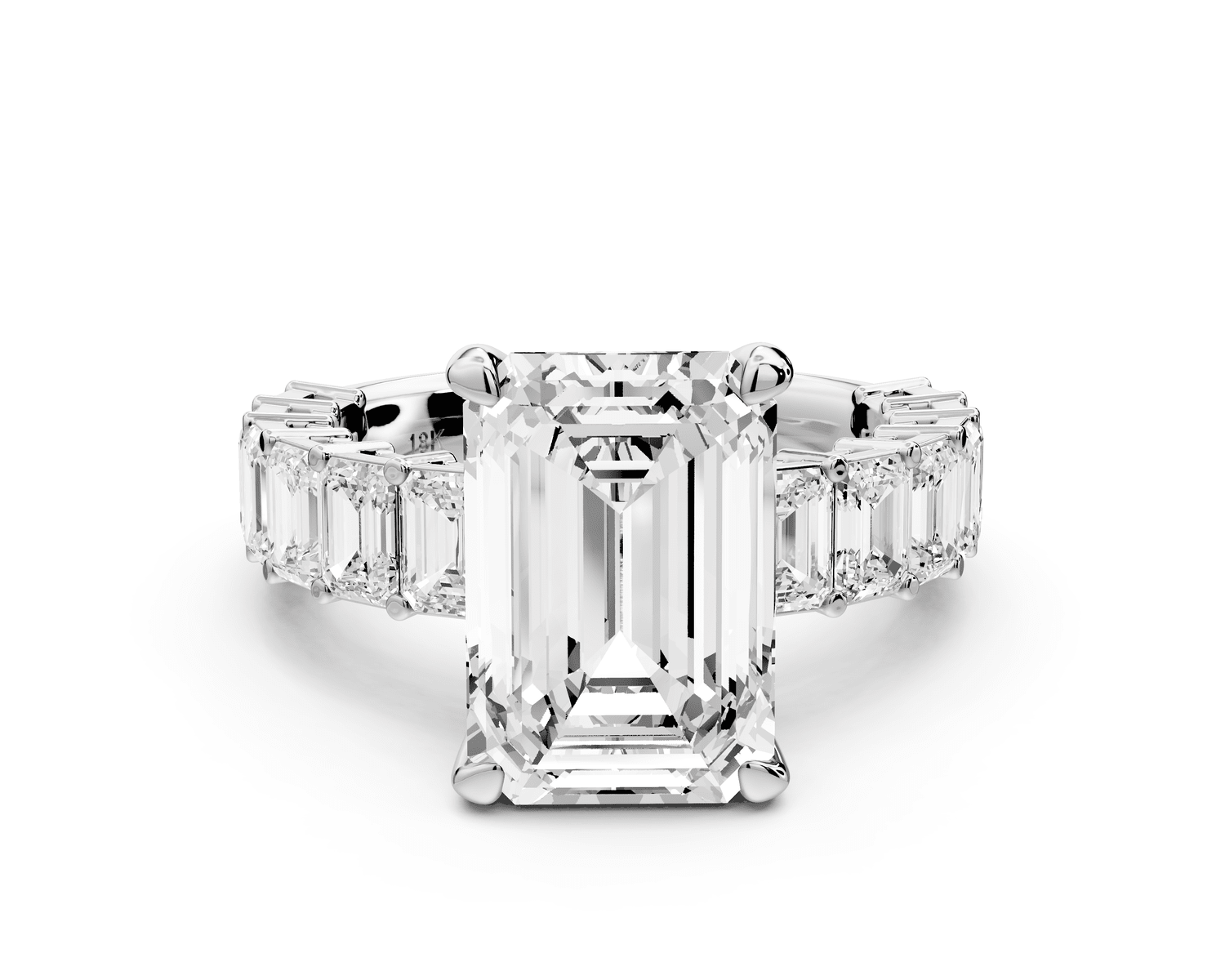 Violetta - 4ct platinum emerald diamond with emerald cut accent stones engagament ring - Mr. Alex Jewelry