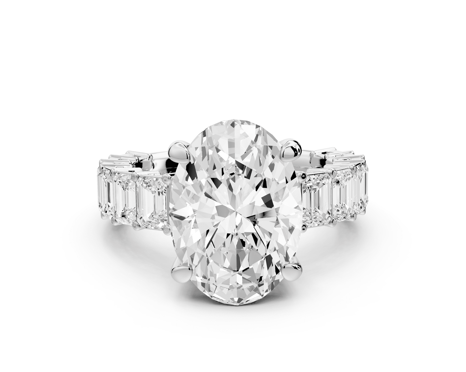 Violetta - 4ct platinum oval diamond with emerald cut accent stones engagament ring - Mr. Alex Jewelry