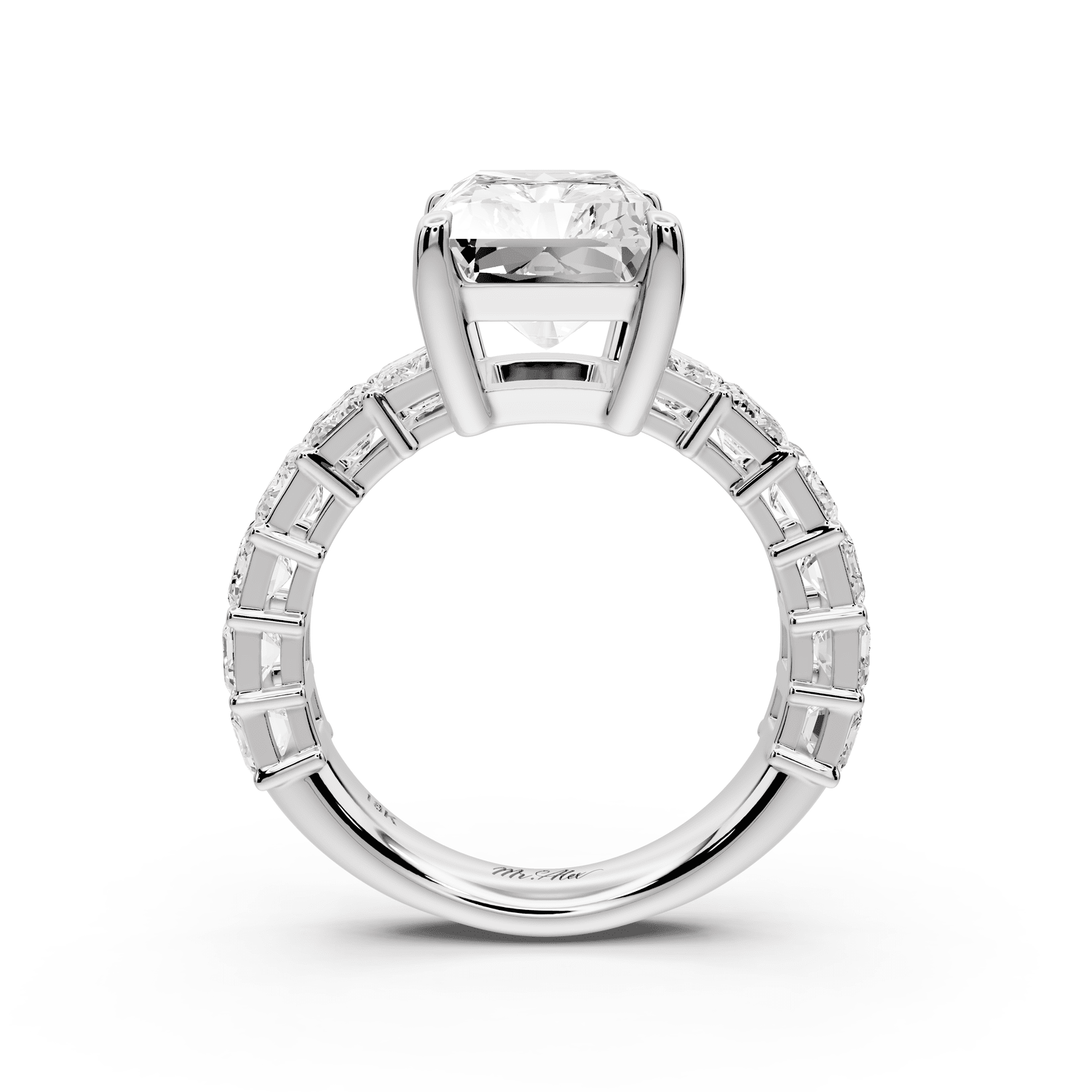 Violetta - 5ct 14k white gold radiant diamond with emerald cut accent stones engagement ring - Mr. Alex Jewelry