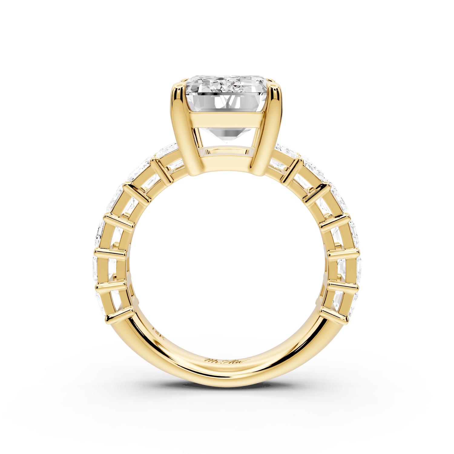 Violetta - 5ct 14k yellow gold emerald diamond with emerald cut accent stones engagament ring - Mr. Alex Jewelry