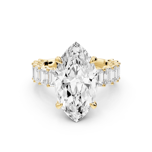 Violetta - 5ct 14k yellow gold marquise diamond with emerald cut accent stones engagement ring - Mr. Alex Jewelry