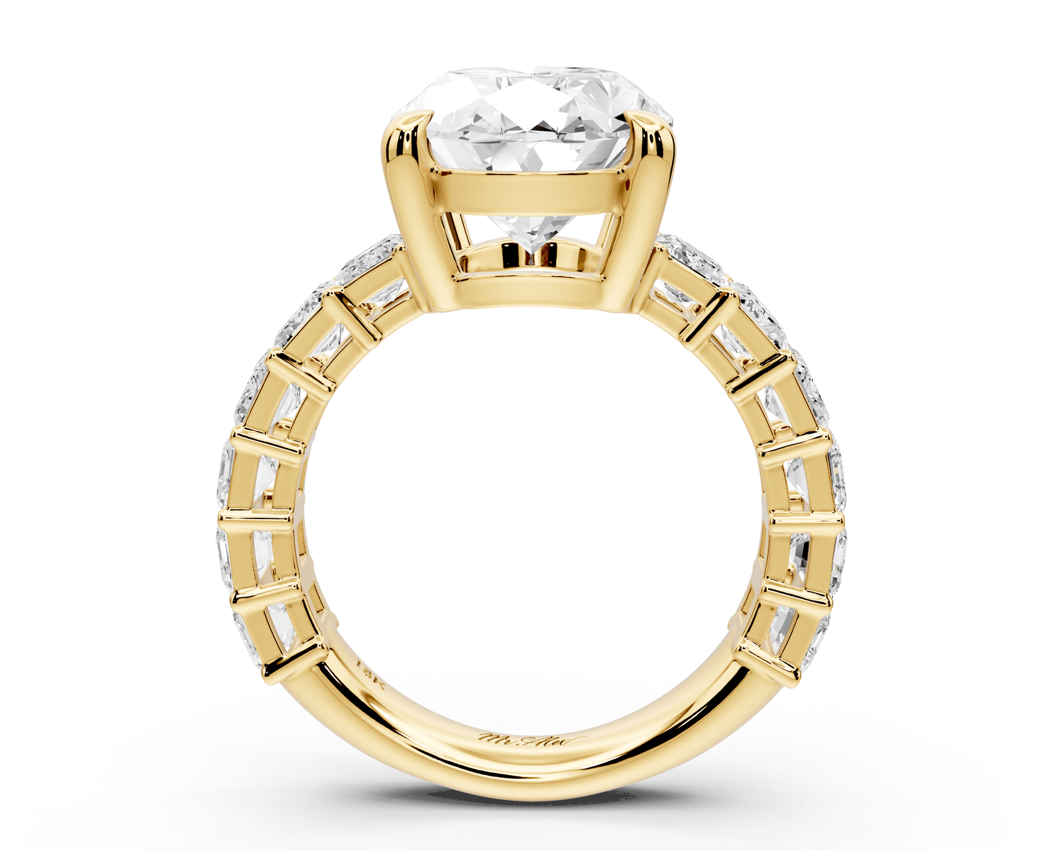 Violetta - 5ct 14k yellow gold oval diamond with emerald cut accent stones engagament ring - Mr. Alex Jewelry
