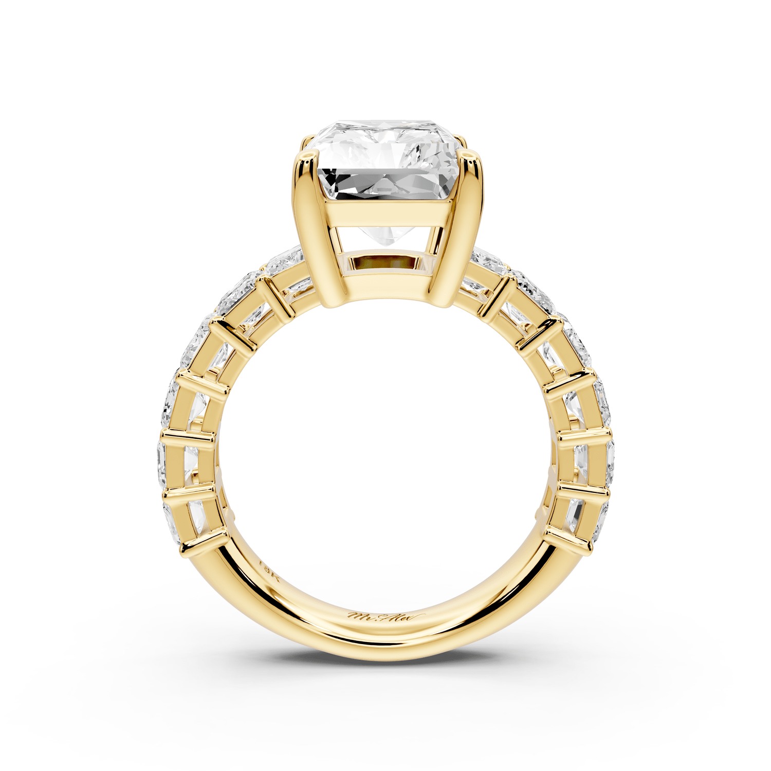 Violetta - 5ct 14k yellow gold radiant diamond with emerald cut accent stones engagement ring - Mr. Alex Jewelry