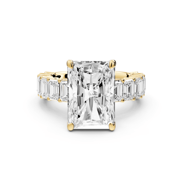 Violetta - 5ct 14k yellow gold radiant diamond with emerald cut accent stones engagement ring - Mr. Alex Jewelry