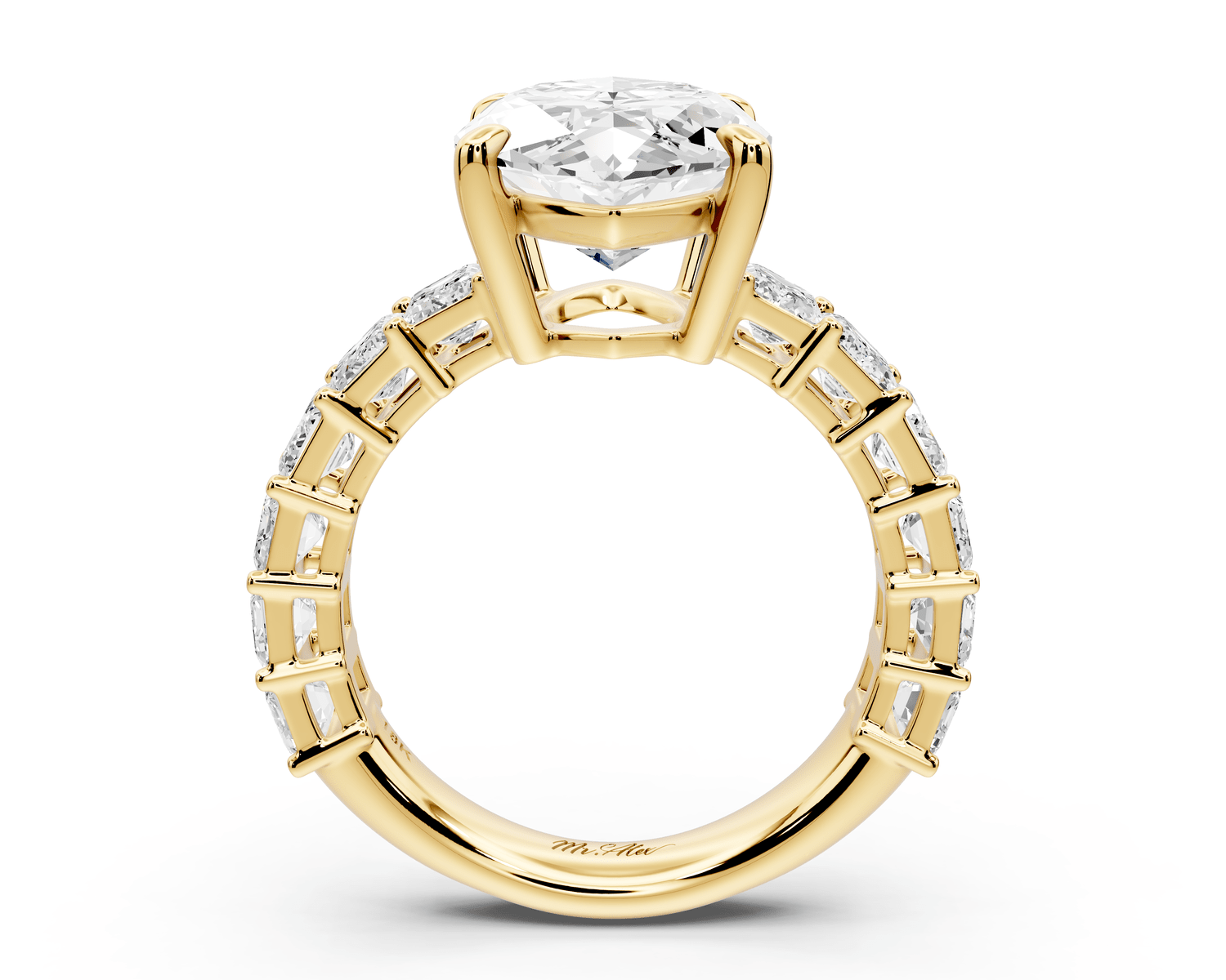 Violetta - 5ct 18k yellow gold marquise diamond with emerald cut accent stones engagement ring - Mr. Alex Jewelry