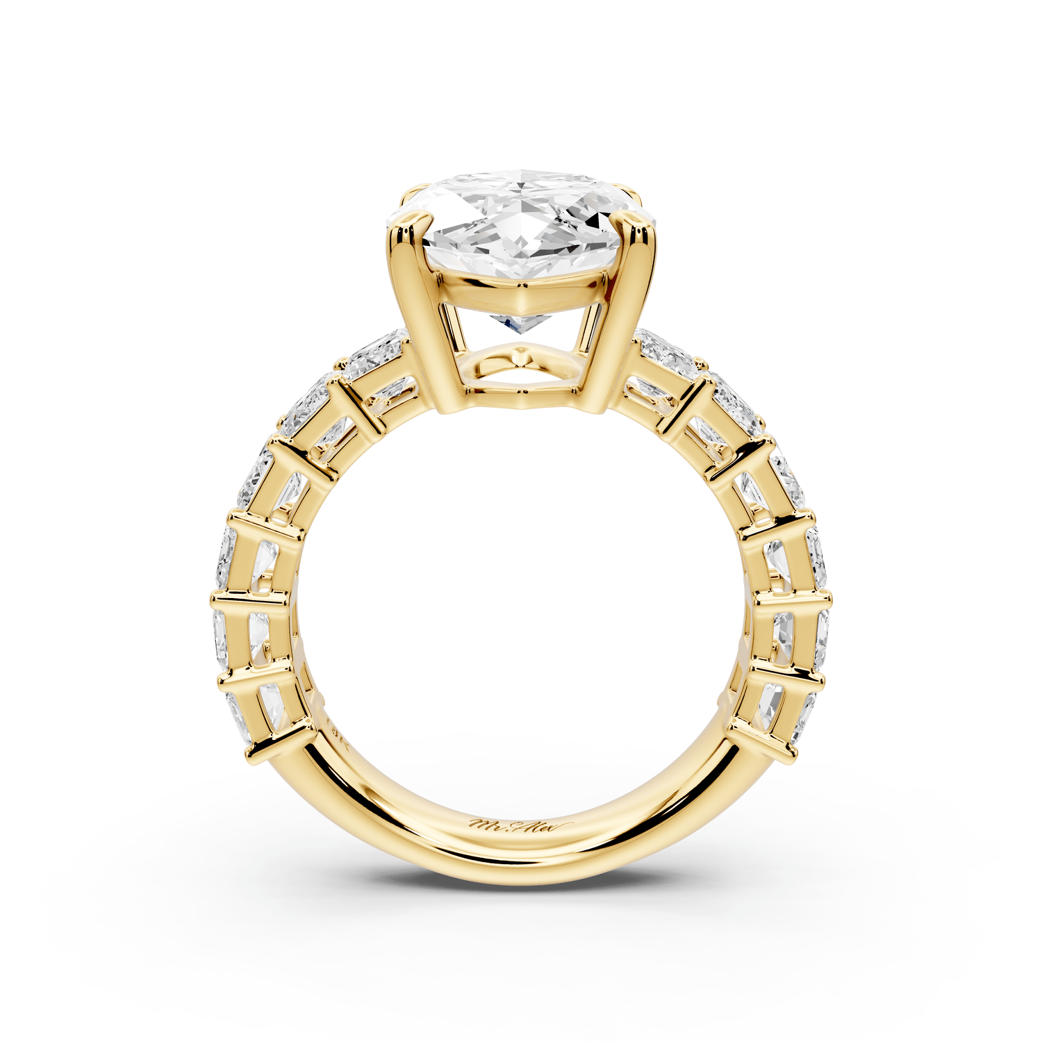 Violetta - 5ct 18k yellow gold marquise diamond with emerald cut accent stones engagement ring - Mr. Alex Jewelry