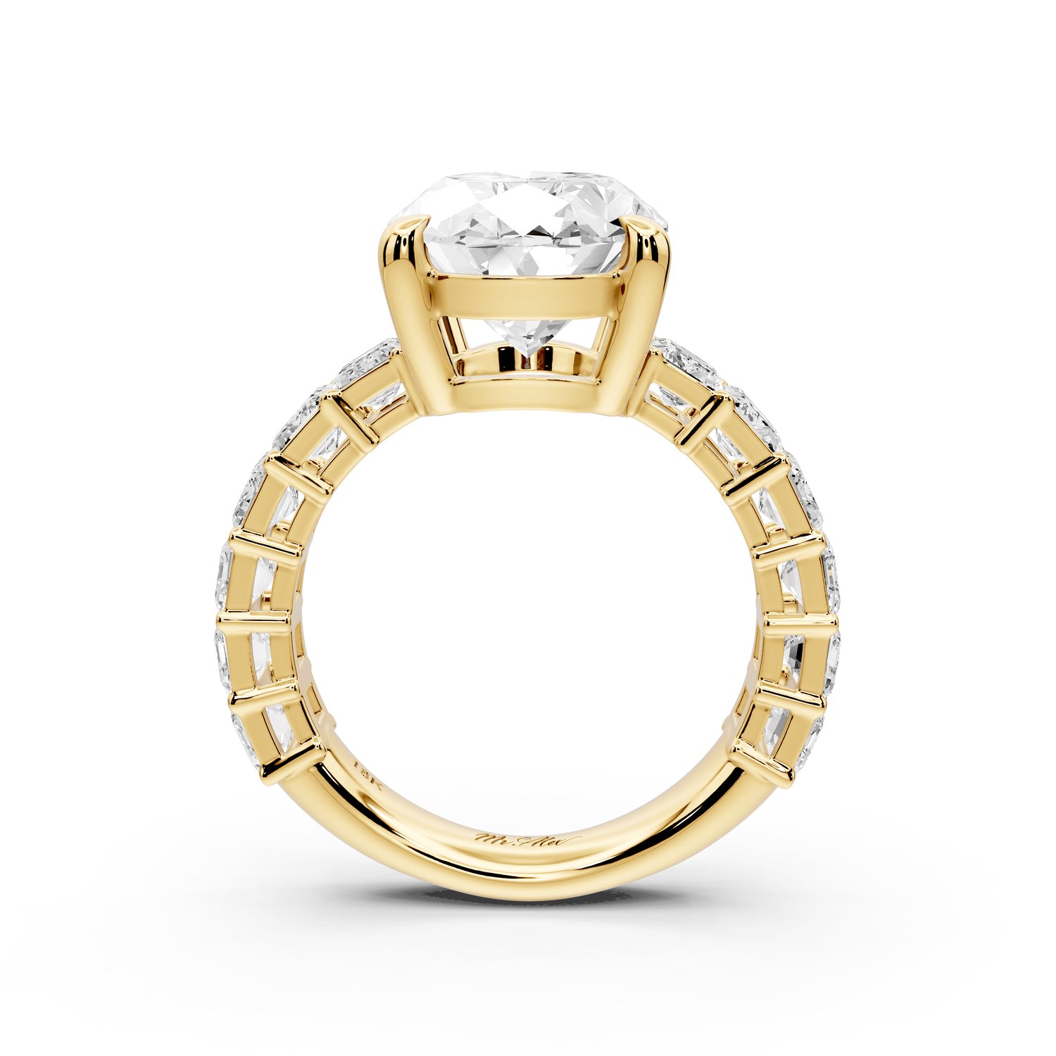 Violetta - 5ct 18k yellow gold oval diamond with emerald cut accent stones engagament ring - Mr. Alex Jewelry