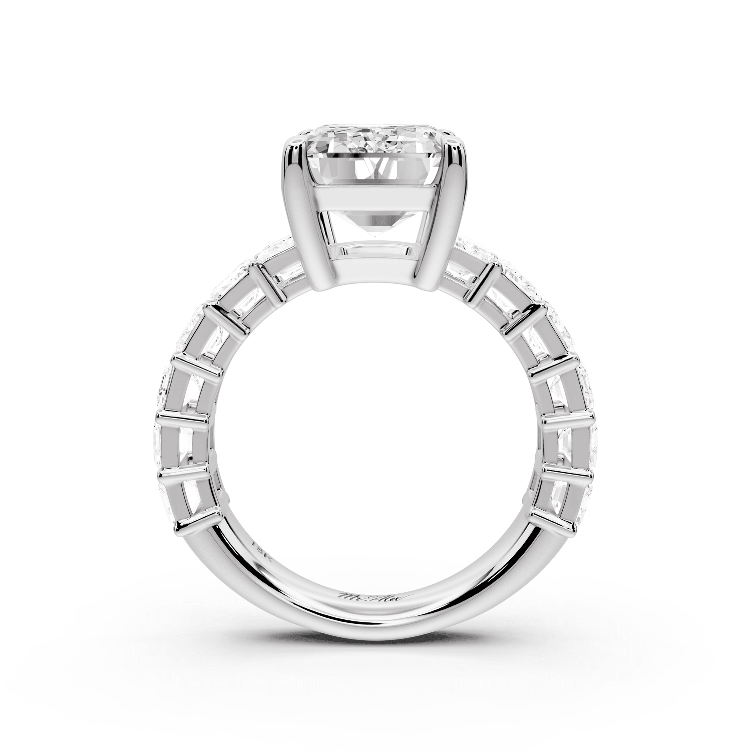 Violetta - 5ct platinum emerald diamond with emerald cut accent stones engagament ring - Mr. Alex Jewelry