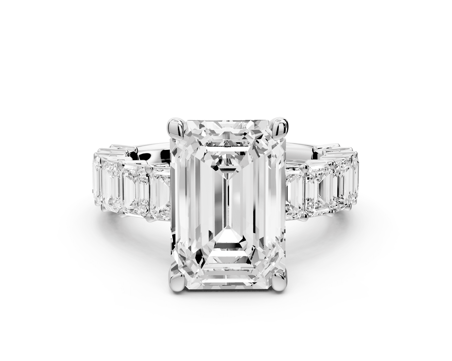 Violetta - 5ct platinum emerald diamond with emerald cut accent stones engagament ring - Mr. Alex Jewelry