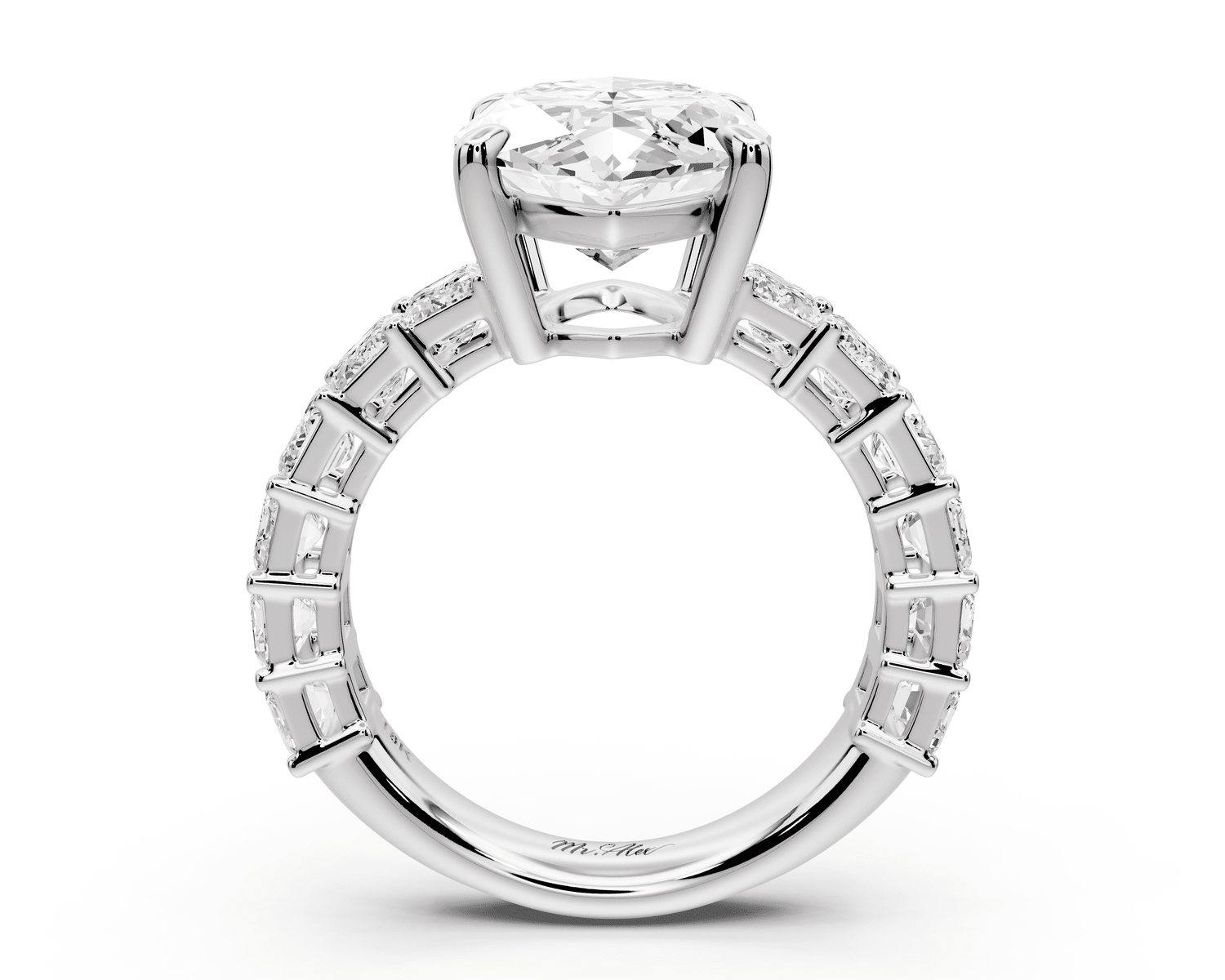 Violetta - 5ct platinum marquise diamond with emerald cut accent stones engagement ring - Mr. Alex Jewelry