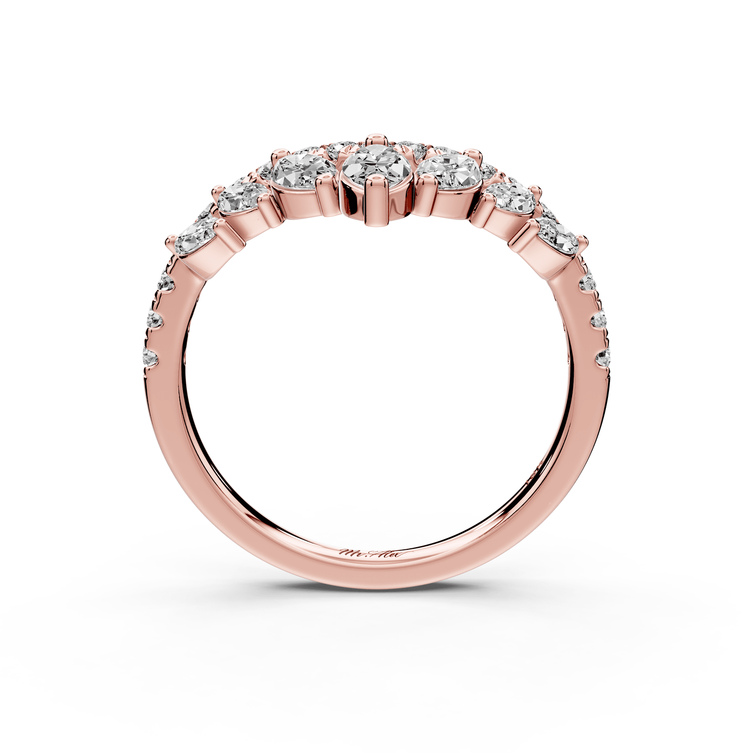 Zagni - 18k rose gold Marquise Diamond V-Shape Curved Wedding Band - Mr. Alex Jewelry