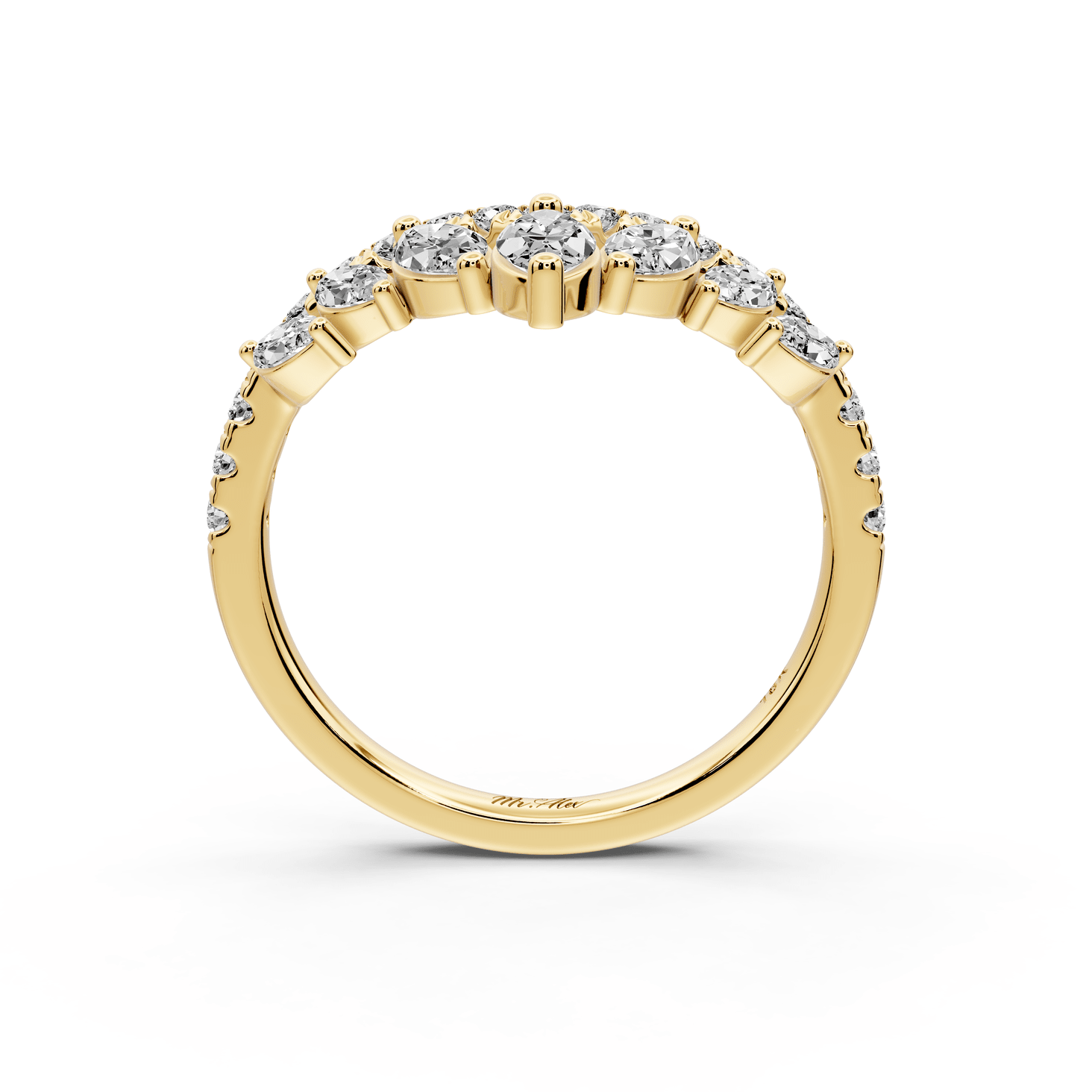 Zagni - 18k yellow gold Marquise Diamond V-Shape Curved Wedding Band - Mr. Alex Jewelry