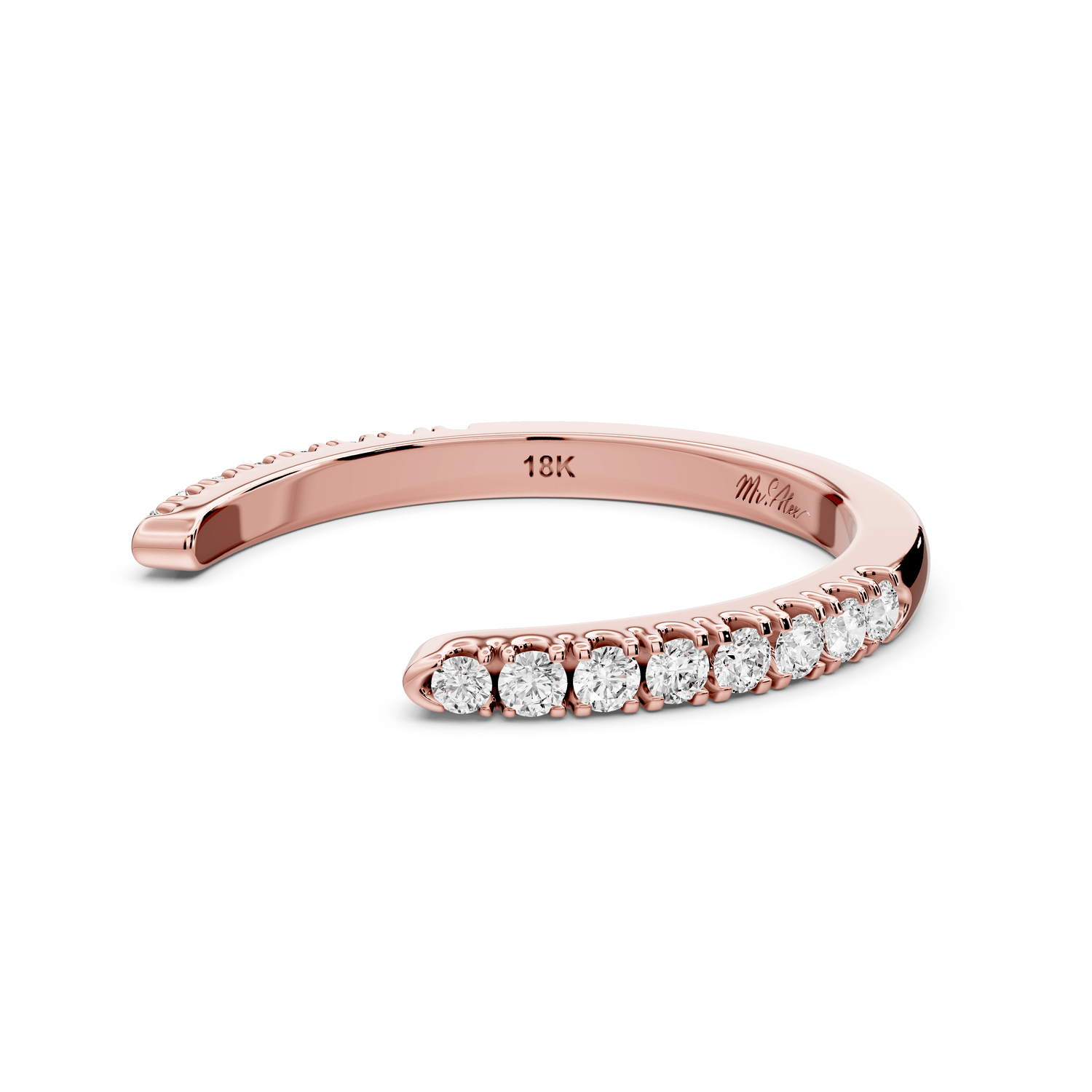 Zara - 0.24ct 18k rose gold Diamond Pavé Open Cuff Ring - Mr. Alex Jewelry