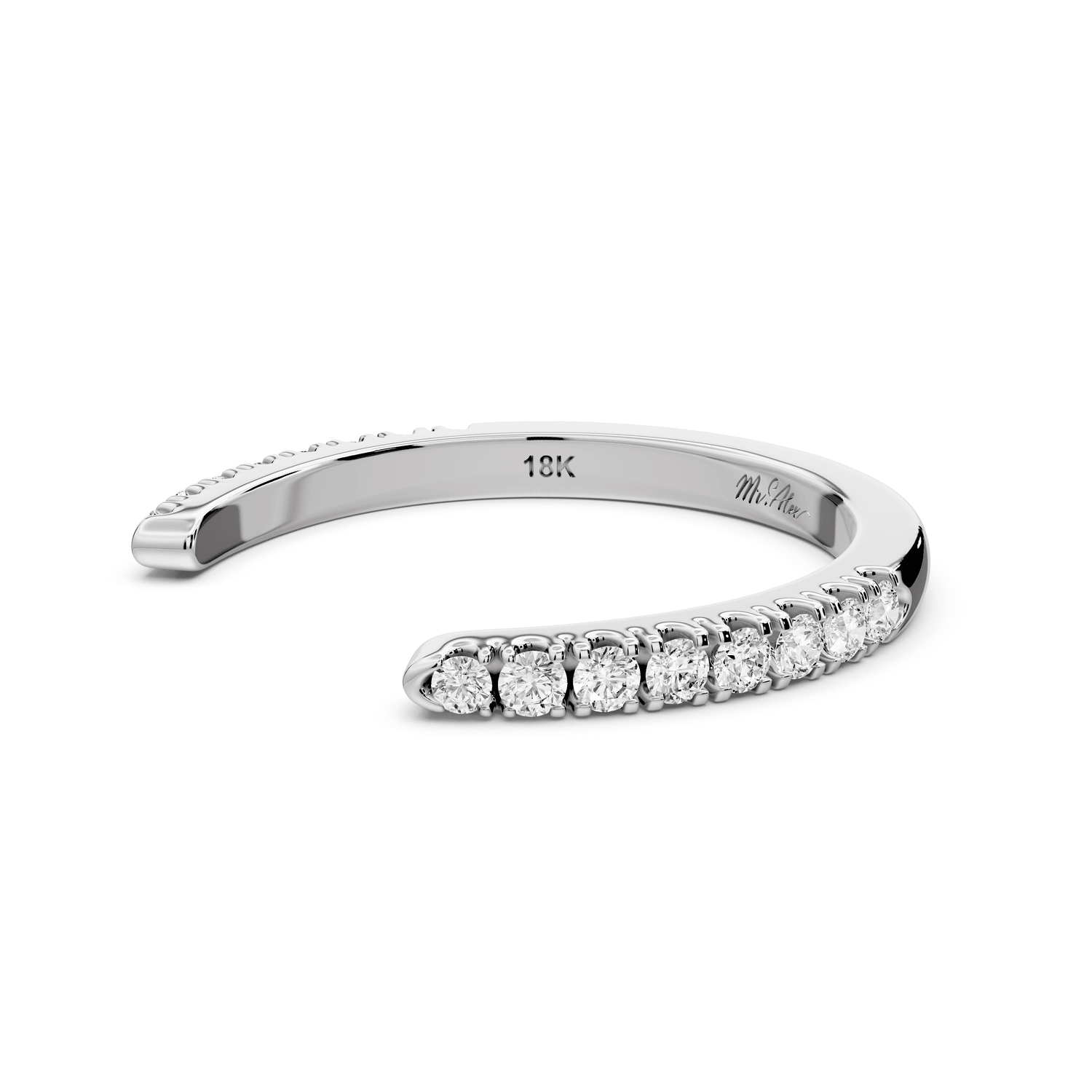 Zara - 0.24ct 18k white gold Diamond Pavé Open Cuff Ring - Mr. Alex Jewelry