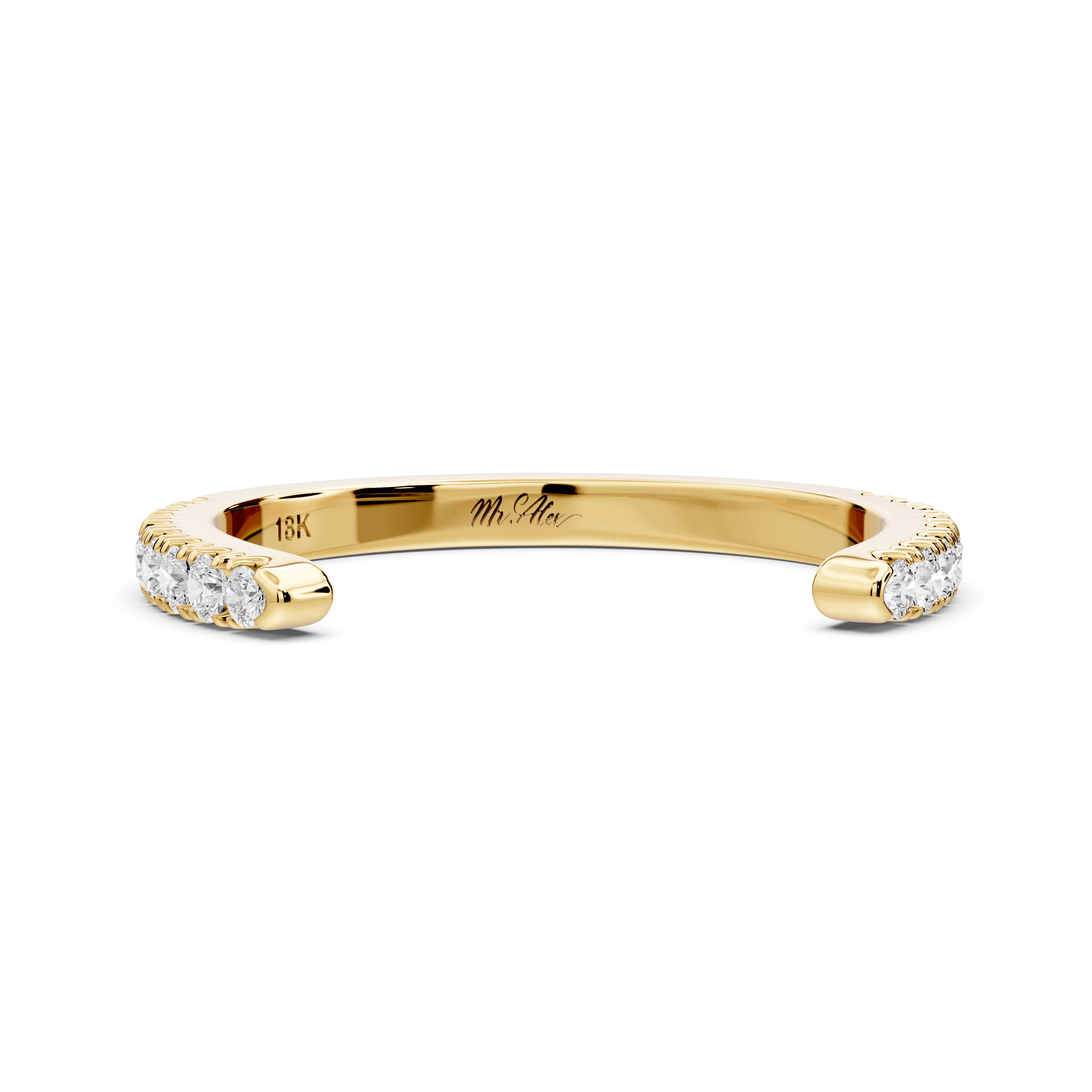 Zara - 0.24ct 18k yellow gold Diamond Pavé Open Cuff Ring - Mr. Alex Jewelry