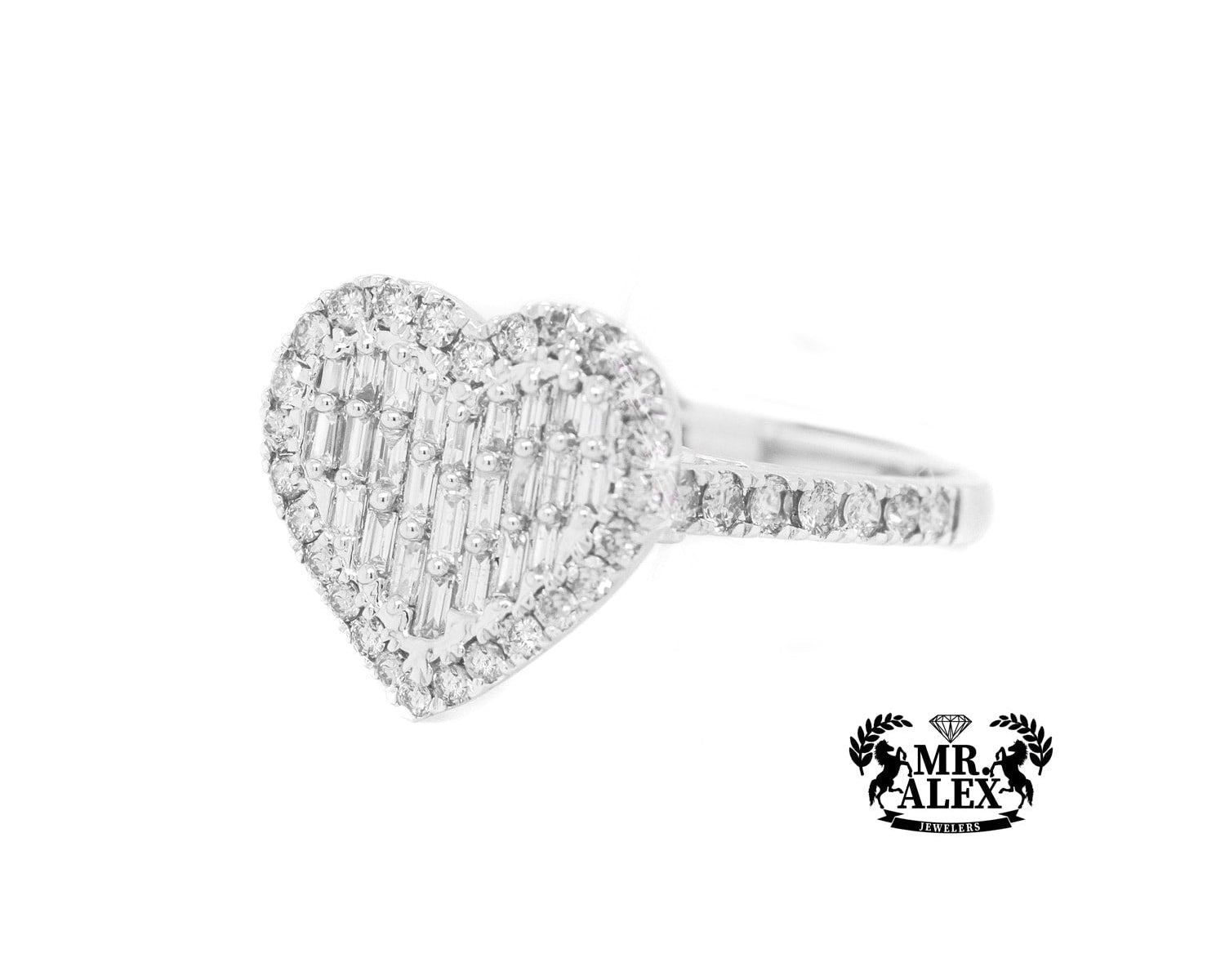 10K 2D Baguette Heart Diamond Ring 0.60ct - Mr. Alex Jewelry