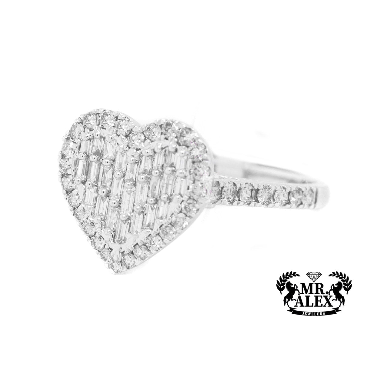 10K 2D Baguette Heart Diamond Ring 0.60ct - Mr. Alex Jewelry