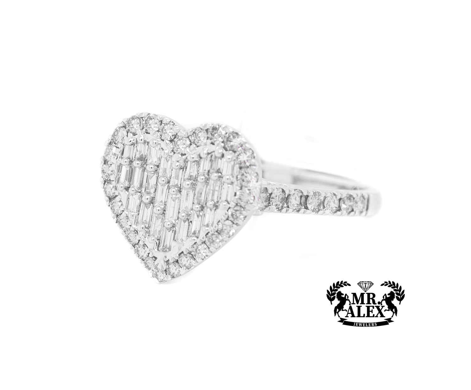 10K 2D Baguette Heart Diamond Ring 0.60ct - Mr. Alex Jewelry
