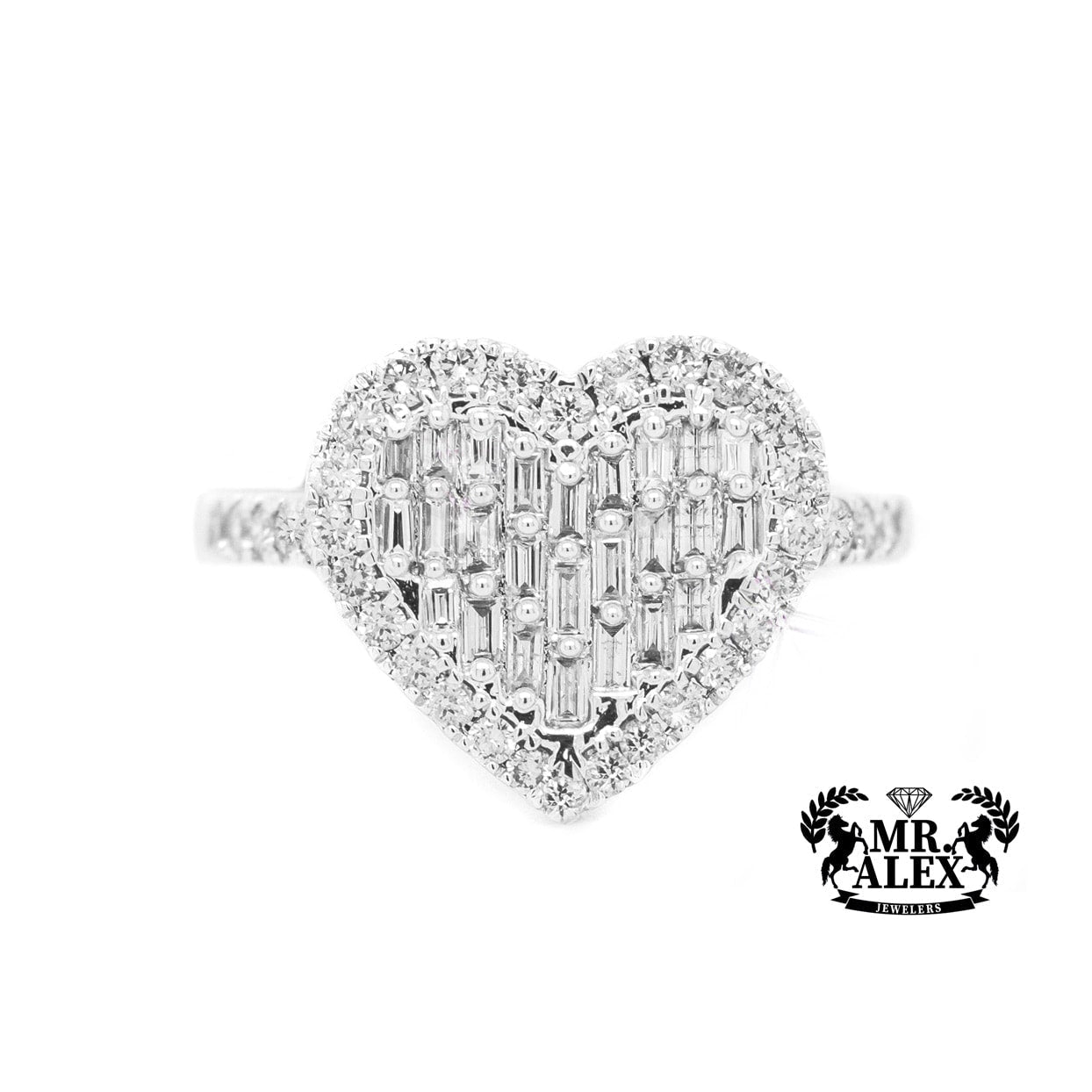 10K 2D Baguette Heart Diamond Ring 0.60ct - Mr. Alex Jewelry