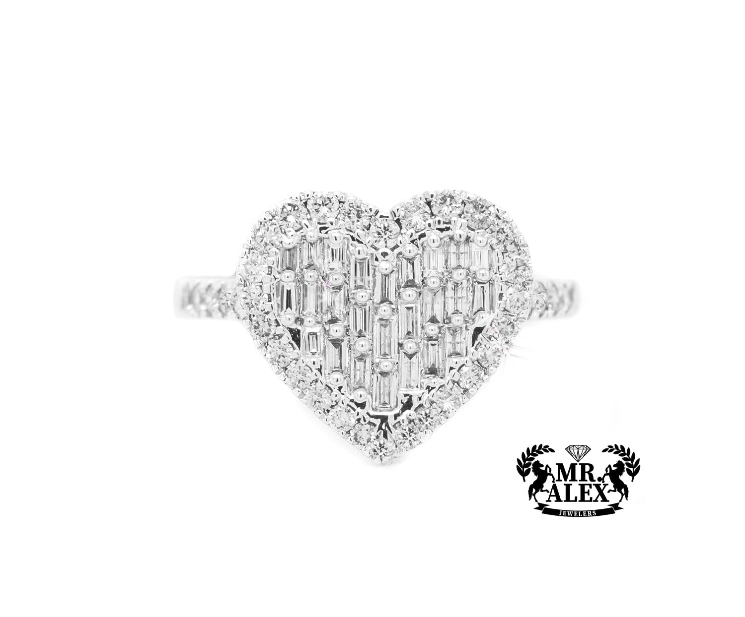 10K 2D Baguette Heart Diamond Ring 0.60ct - Mr. Alex Jewelry