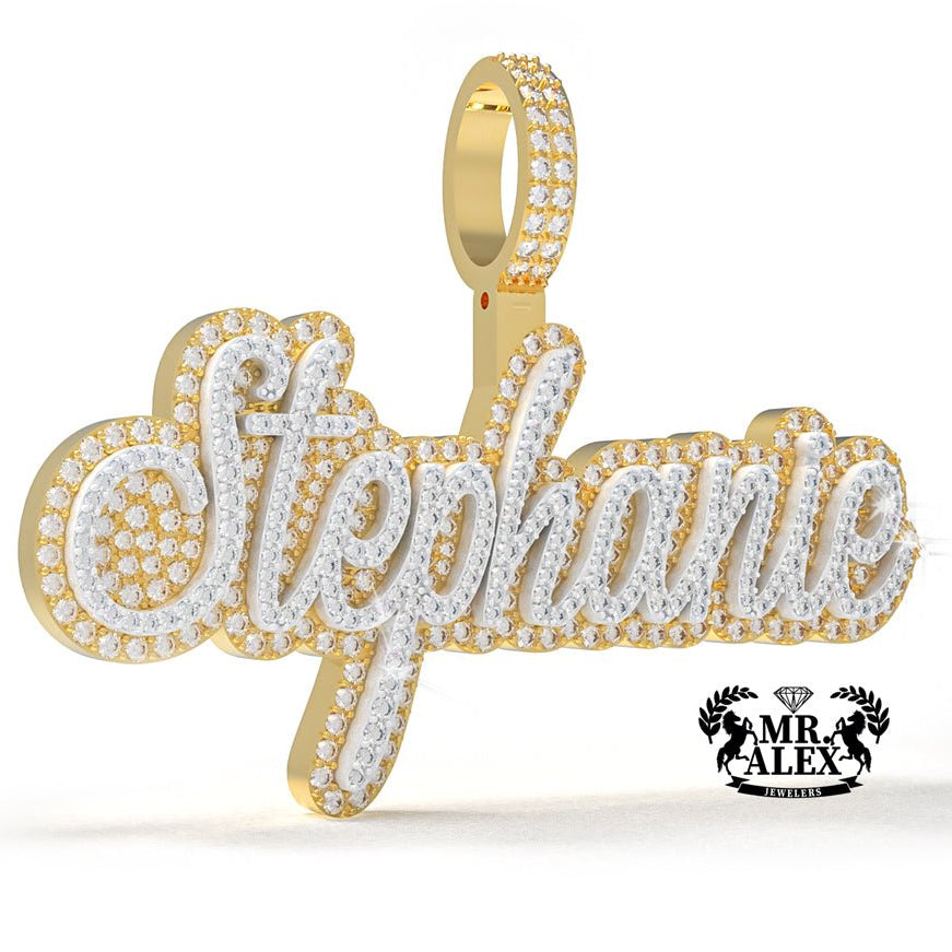 10K 3D Custom Names Diamonds Charms 2 Layers - Mr. Alex Jewelry