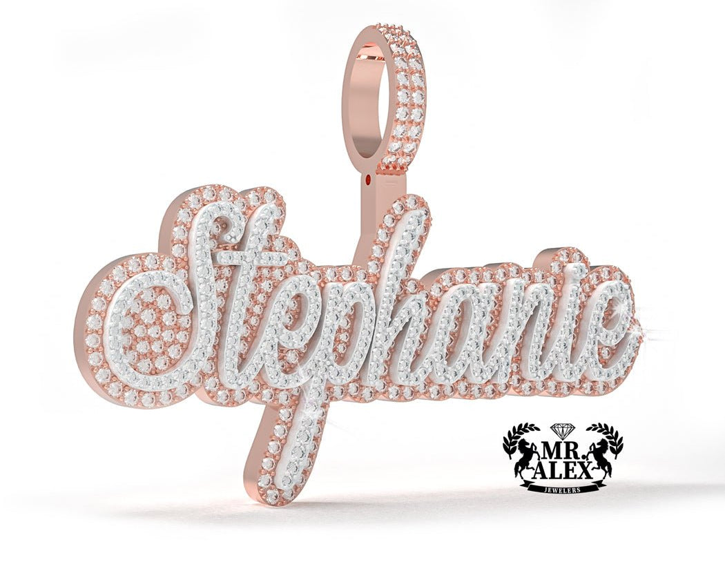 10K 3D Custom Names Diamonds Charms 2 Layers - Mr. Alex Jewelry