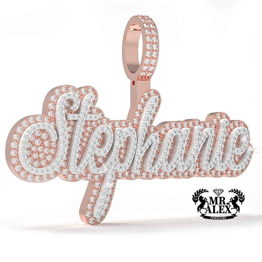 10K 3D Custom Names Diamonds Charms 2 Layers - Mr. Alex Jewelry