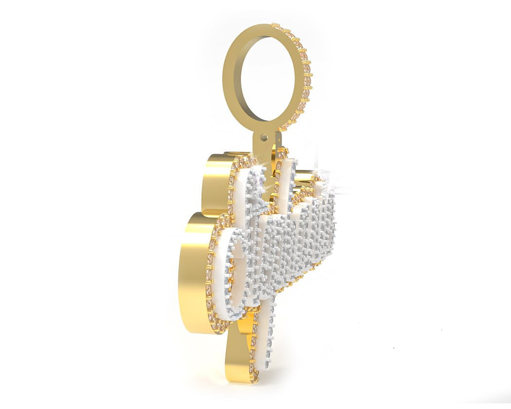 10K 3D Custom Names Diamonds Charms 2 Layers - Mr. Alex Jewelry