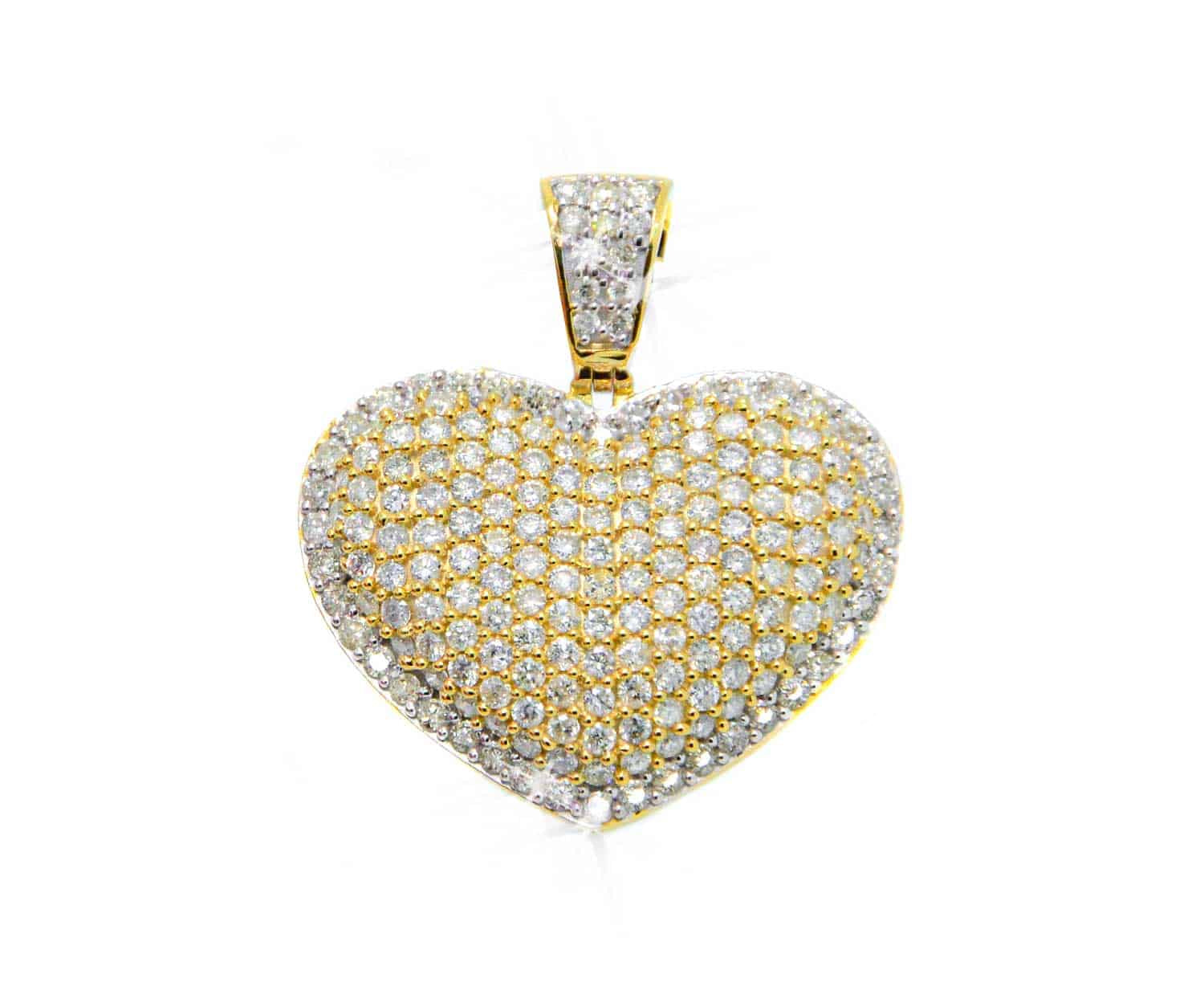 10k 3D Diamond Heart 2.70ct Yellow Gold