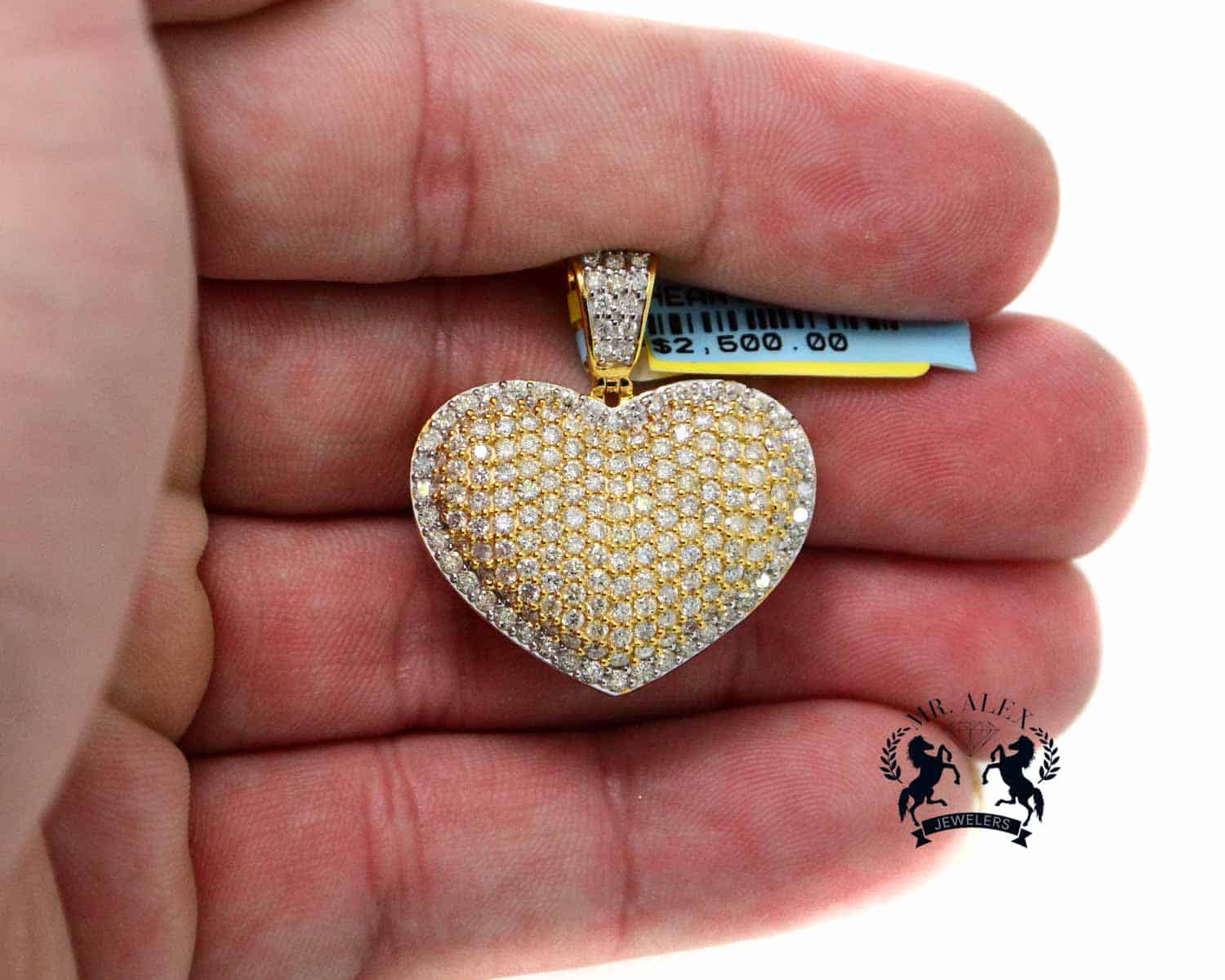 10k 3D Diamond Heart 2.70ct Yellow Gold - Mr. Alex Jewelry