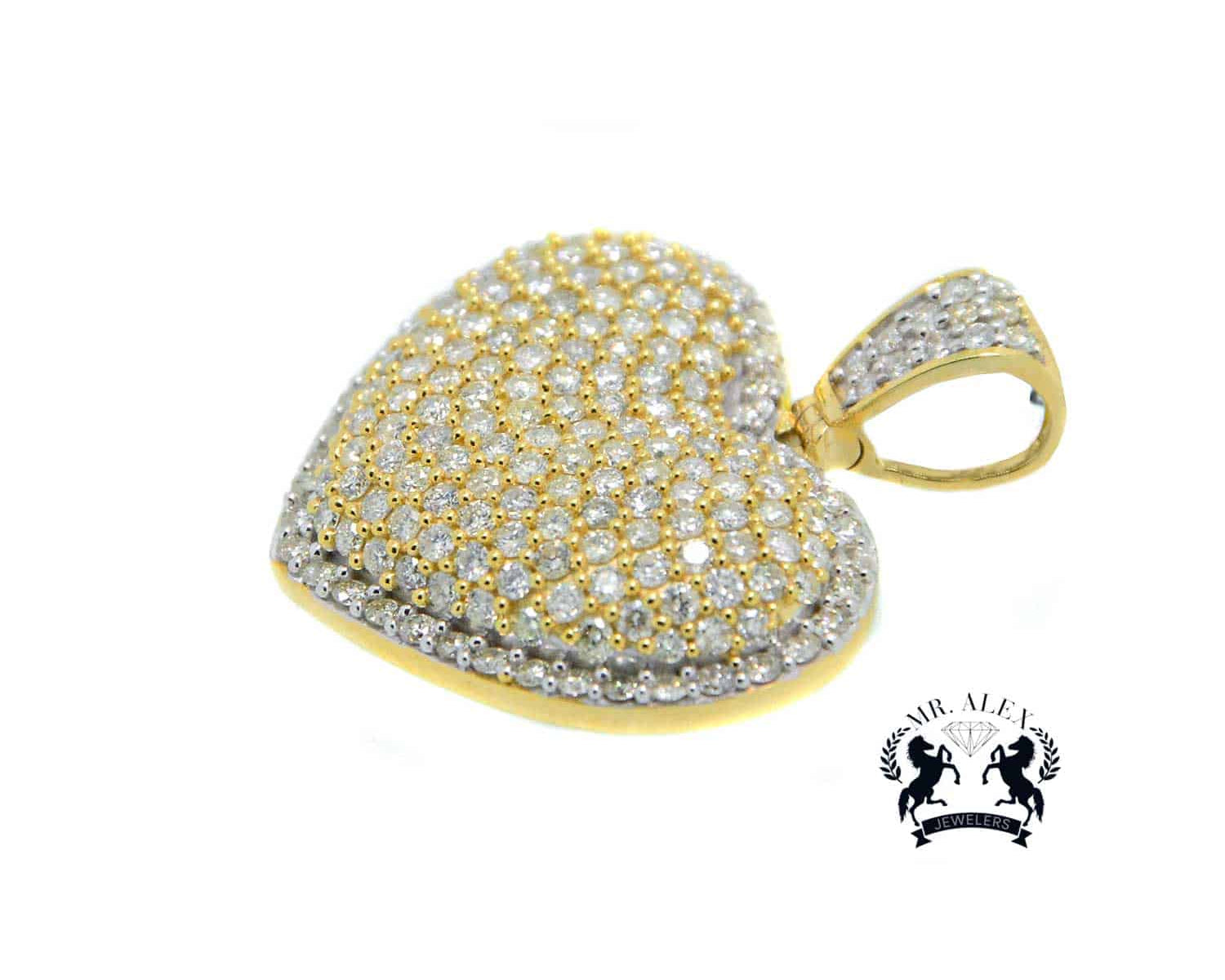 10k 3D Diamond Heart 2.70ct Yellow Gold - Mr. Alex Jewelry