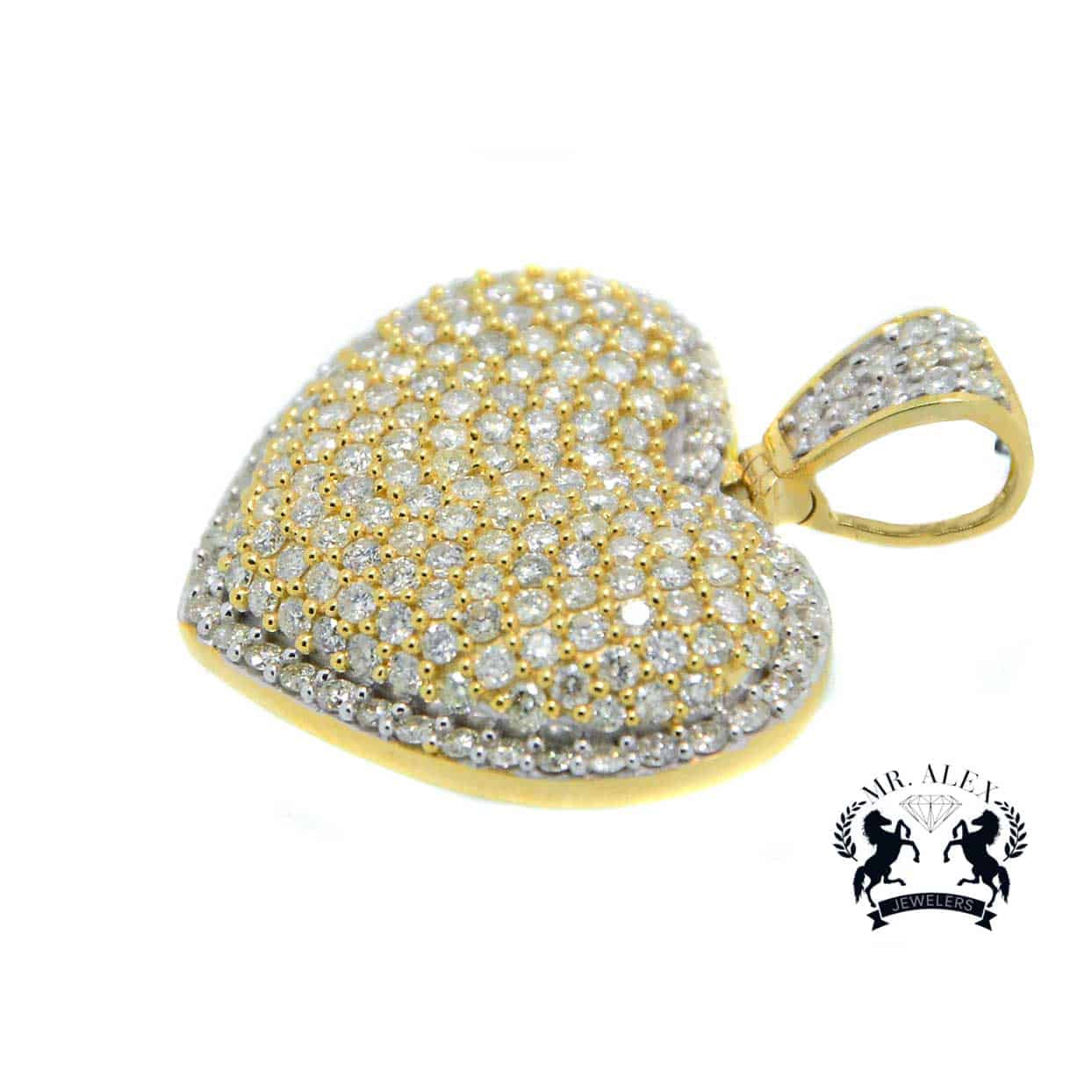 10k 3D Diamond Heart 2.70ct Yellow Gold - Mr. Alex Jewelry