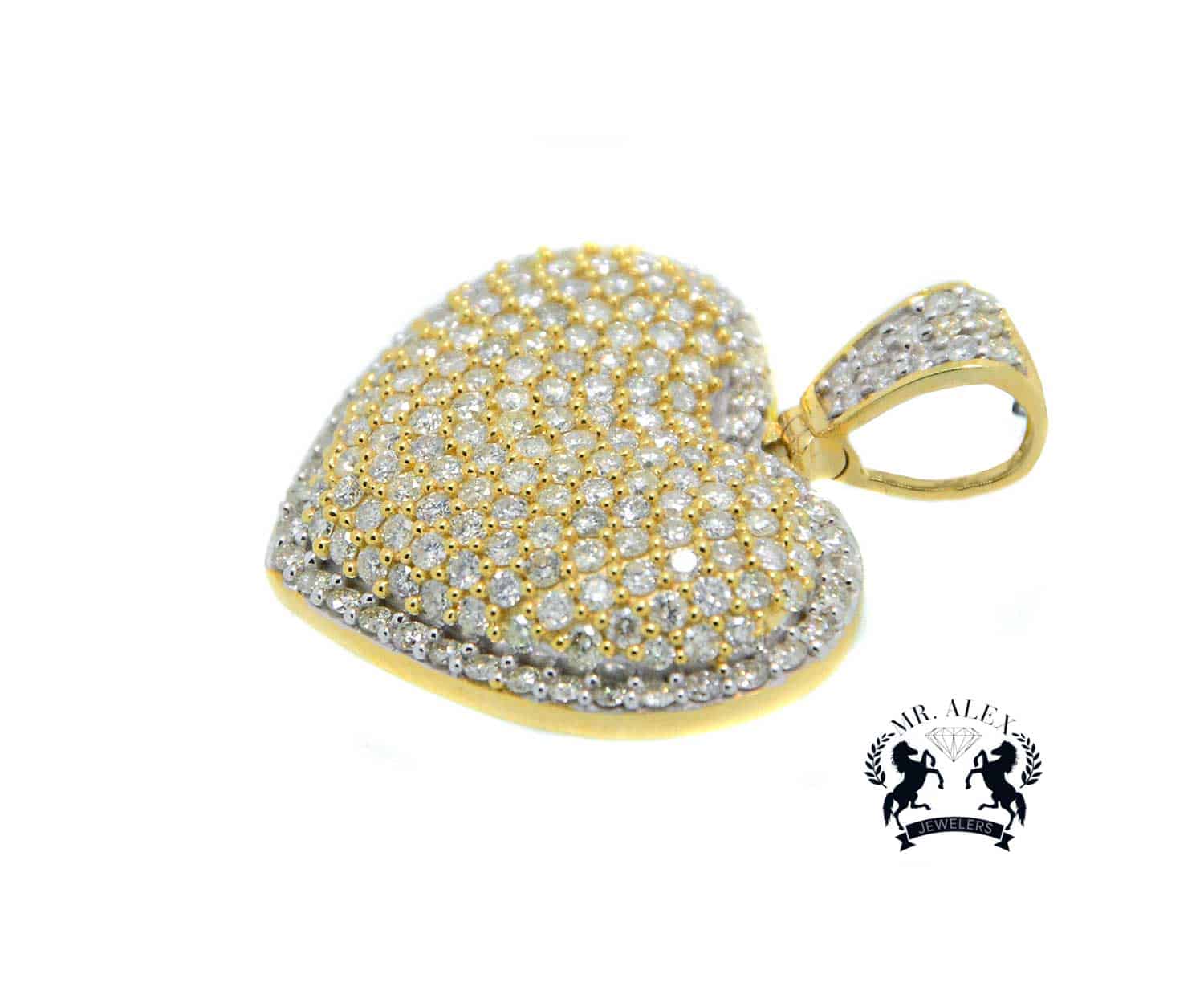 10k 3D Diamond Heart 2.70ct Yellow Gold - Mr. Alex Jewelry