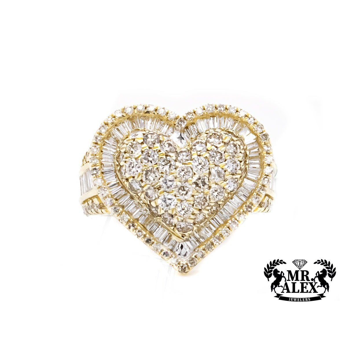 10k 3D Layered Heart Diamond Ring 2.75ct - Mr. Alex Jewelry