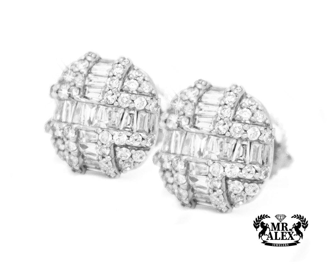 10K Baguette and Round Diamond Earrings 1.15 CT - Mr. Alex Jewelry