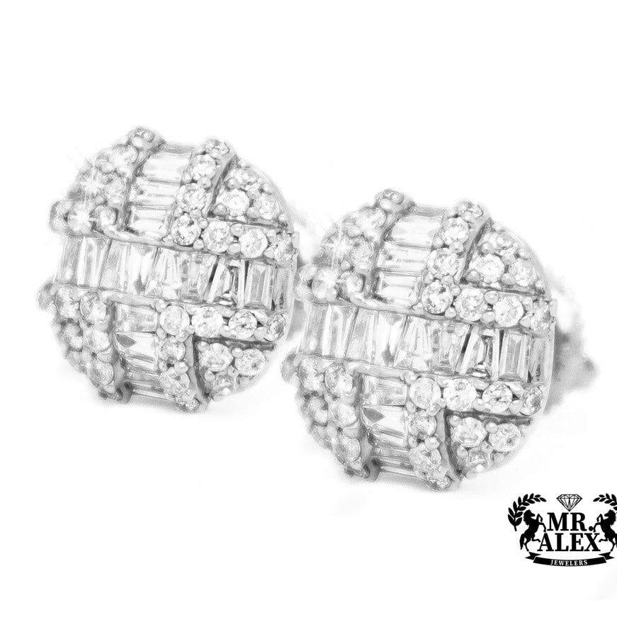 10K Baguette and Round Diamond Earrings 1.15 CT - Mr. Alex Jewelry