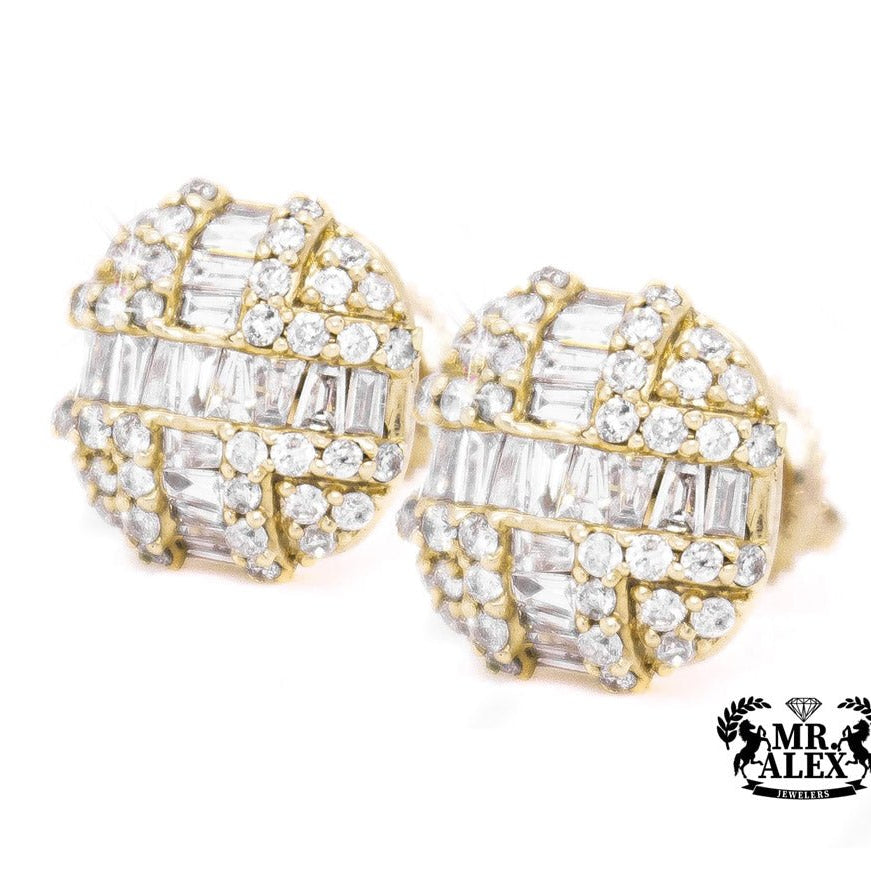 10K Baguette and Round Diamond Earrings 1.15 CT - Mr. Alex Jewelry